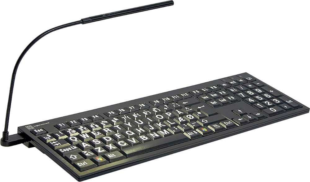 Logickeyboard Slimline-Tastatur »XL-Print White on Black DE (PC/Nero)«, (Ziffernblock-USB-Hub)