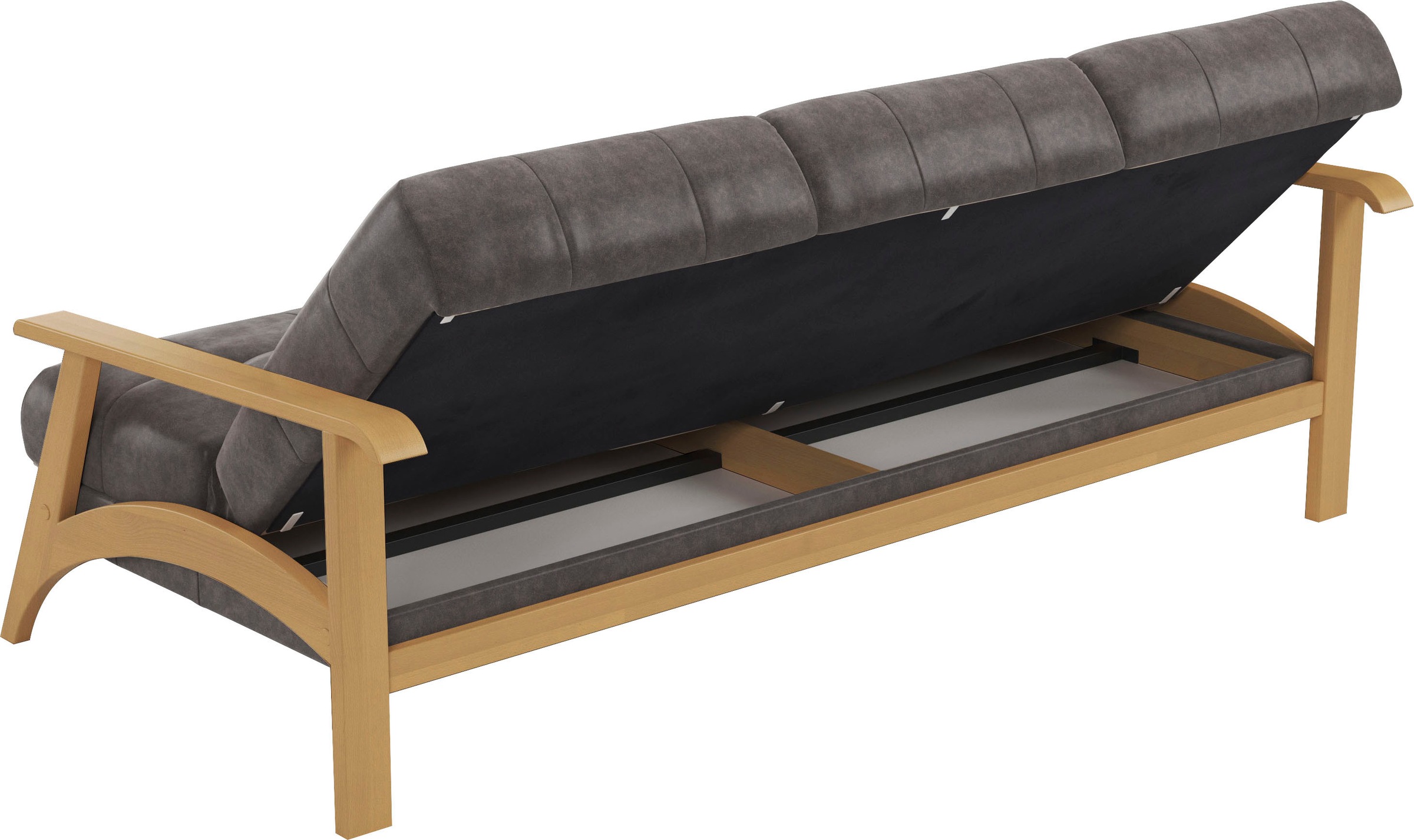 sit&more 3-Sitzer »Billund«, Armlehnen aus eichefarbigem Buchenholz, verschiedene Bezüge und Farben