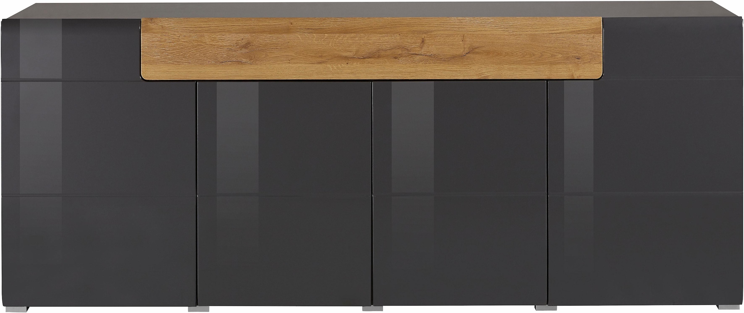 INOSIGN Sideboard »Toledo,Breite 208cm,moderne Kommode mit dekorative Fräsungen,grifflos«, Kombikommode mit viel Stauraum, Einlegeböden verstellbar