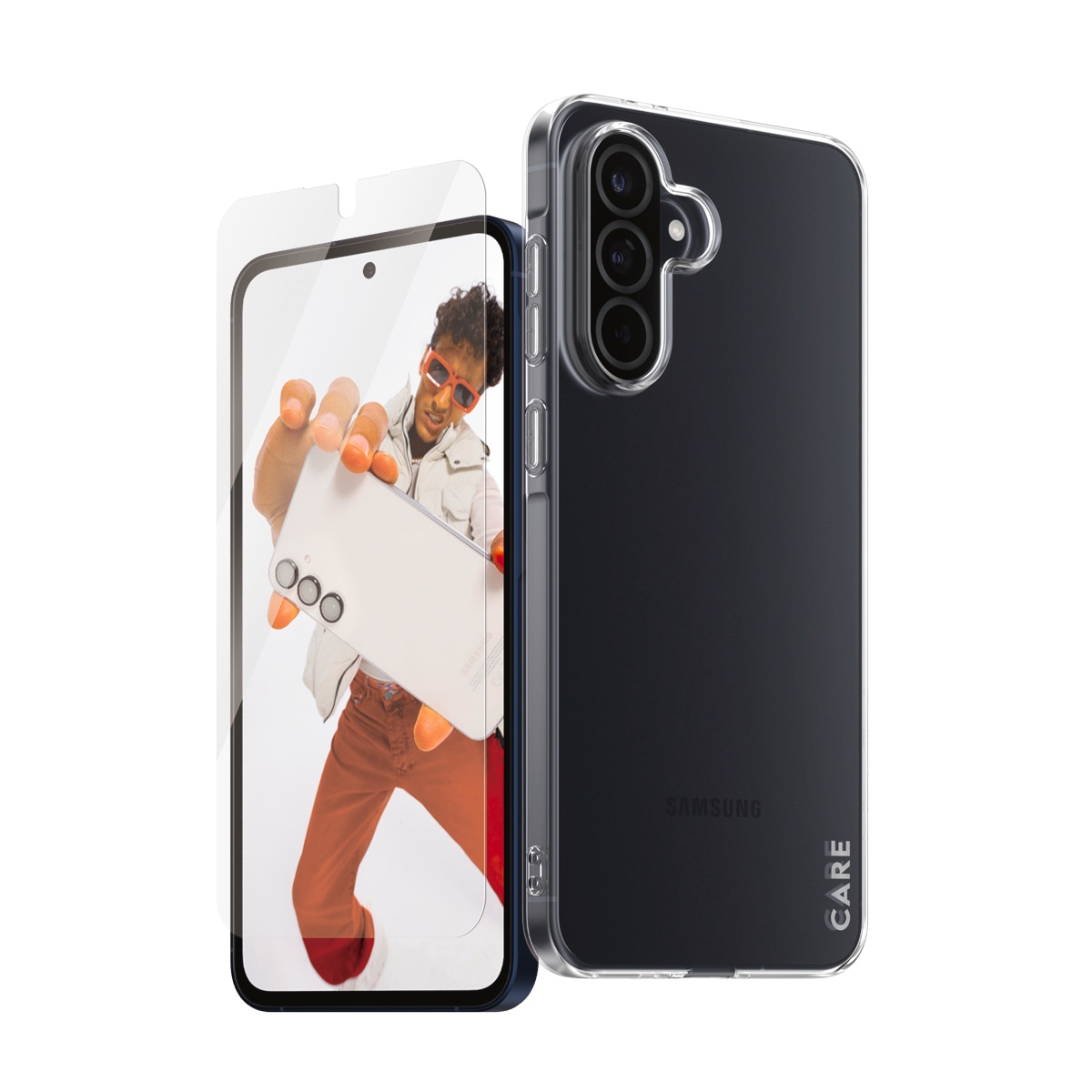 CARE by PanzerGlass Displayschutzglas »2-in-1 Protection Slim X-Ray Case + Screen Protection«, für Samsung Galaxy A56, Displayschutzfolie, Schutzfolie, Bildschirmschutz, kratz- & stoßfest