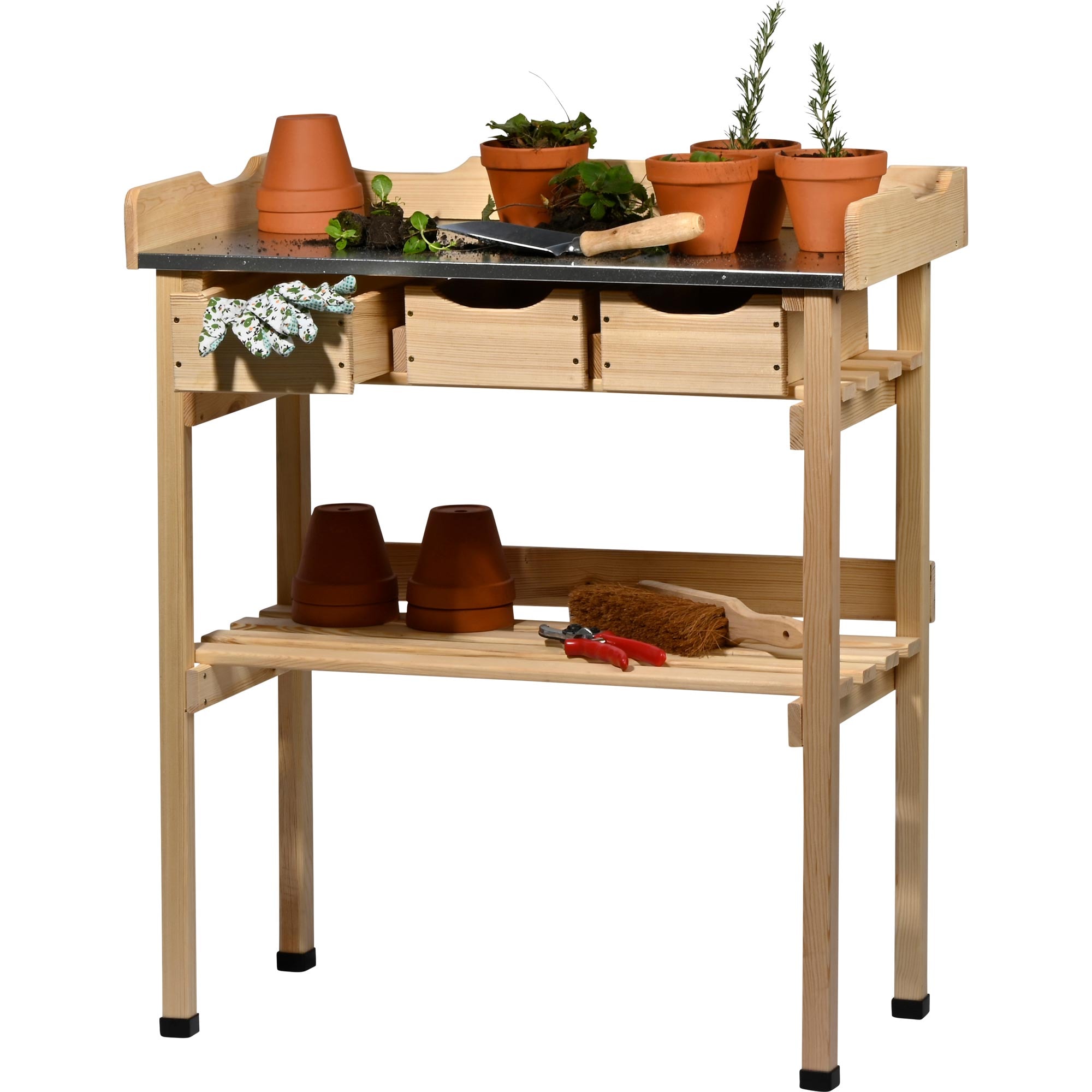 dobar Pflanztisch »Pflanztisch mit 3 Schubladen, Natur«