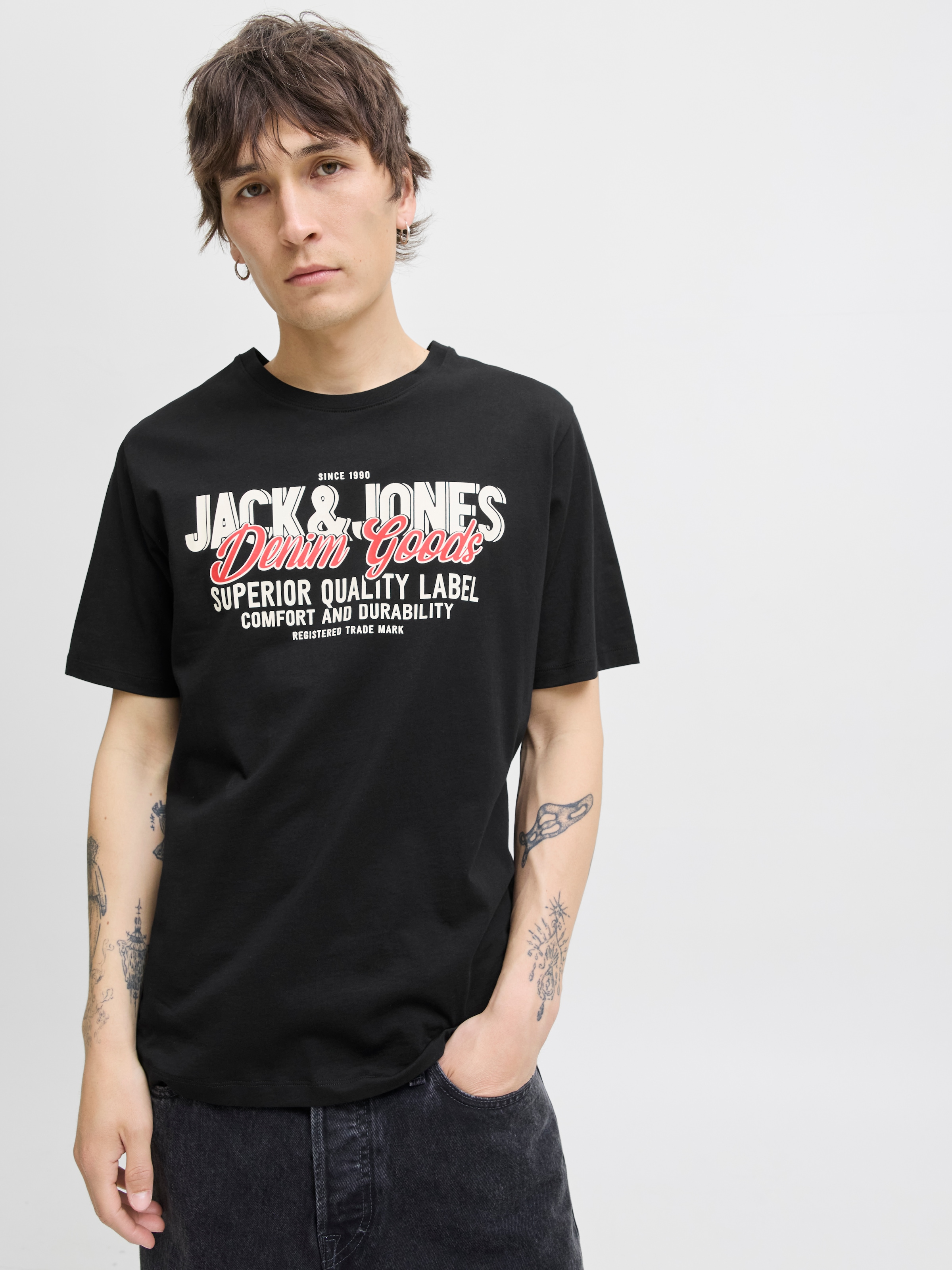 Jack & Jones Rundhalsshirt »JJELOGO TEE SS O-NECK 2 COL AW25 SN«