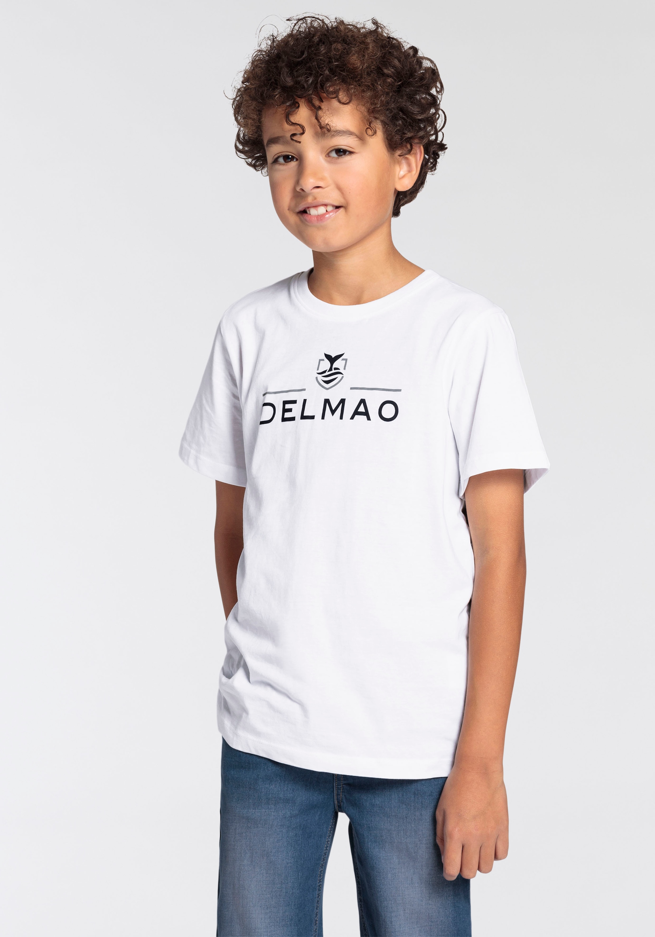 DELMAO T-Shirt »für Jungen«, Kurzarm, Basic-Design, Rundhalsausschnitt
