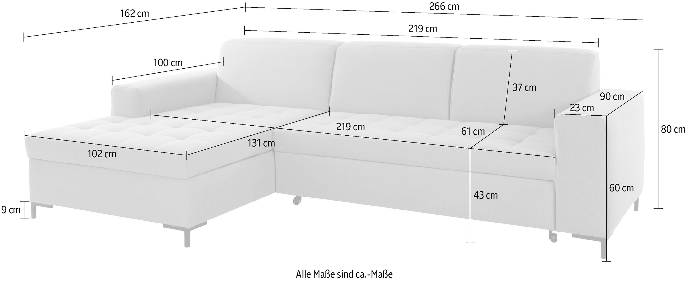 OTTO products Ecksofa »Grazzo L-Form«, hochwertige Stoffe aus recyceltem Material, Steppung im Sitzbereich