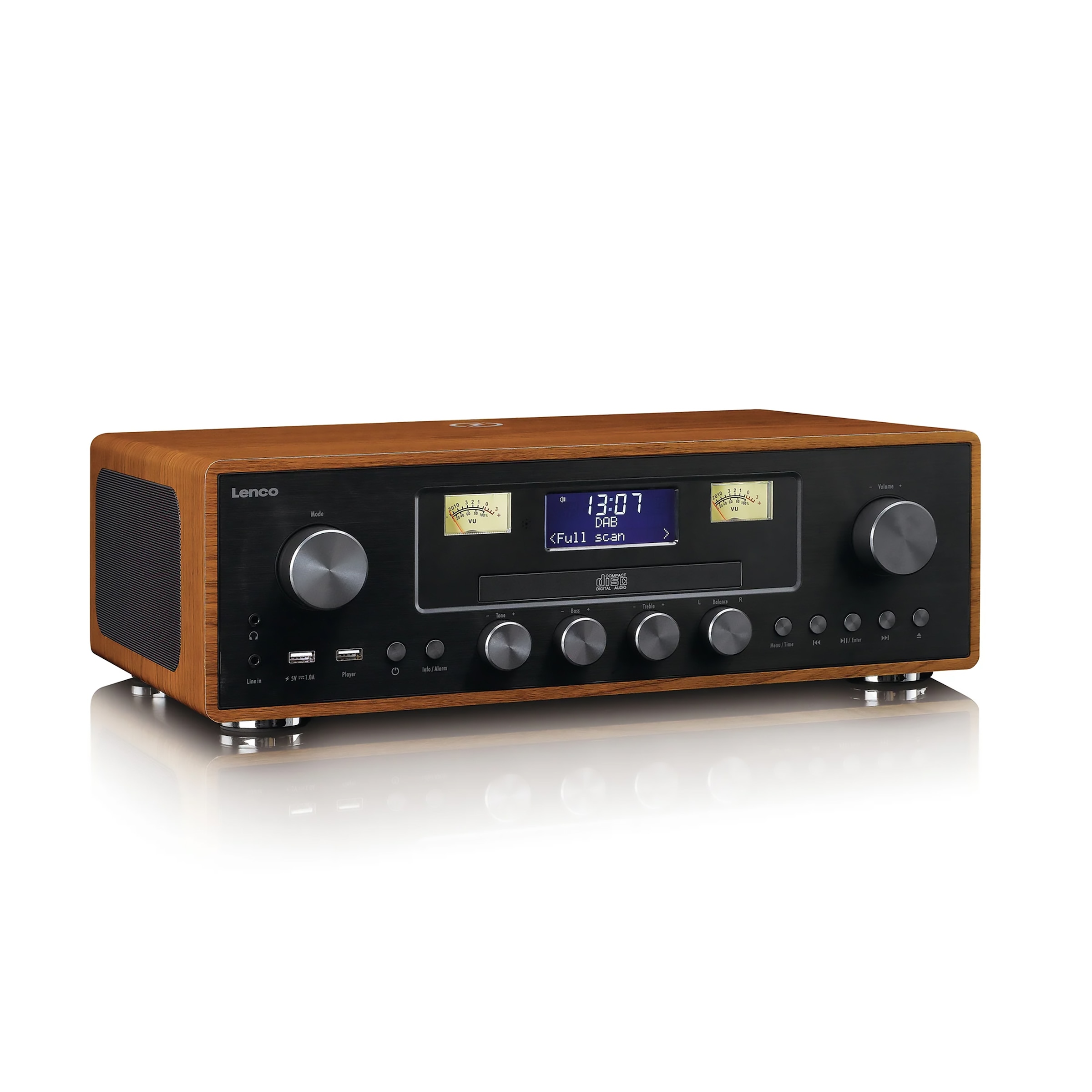 Lenco Stereoanlage »DAR-081WD« (Bluetooth Digitalradio (DAB+) | FM-Tuner 30 W) DAB+/FM, 2×15 W RMS, kabellose Ladefläche