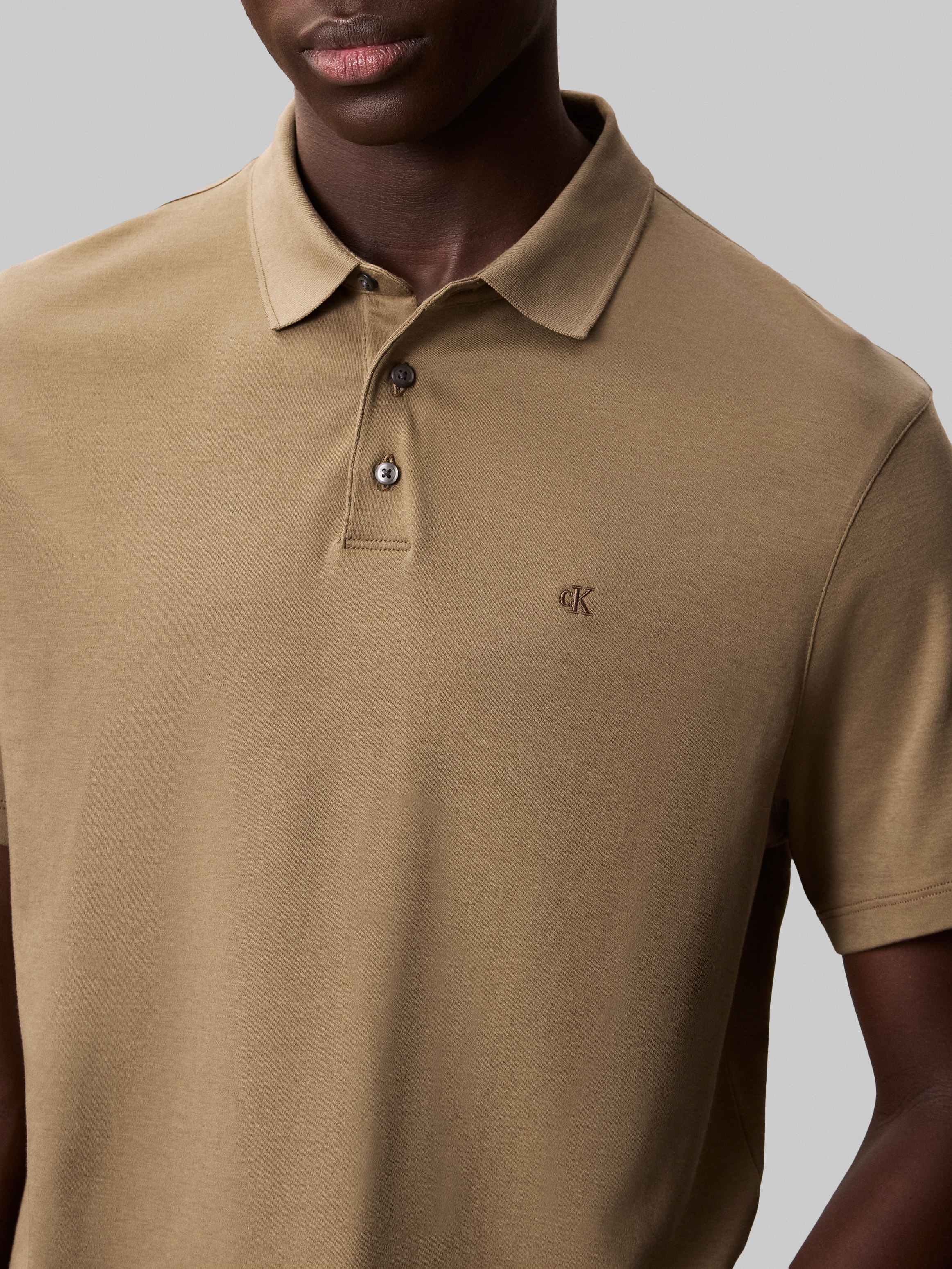 Calvin Klein Poloshirt »SS SUPIMA CHEST EMB POLO«, Mit Rundhalsausschnitt