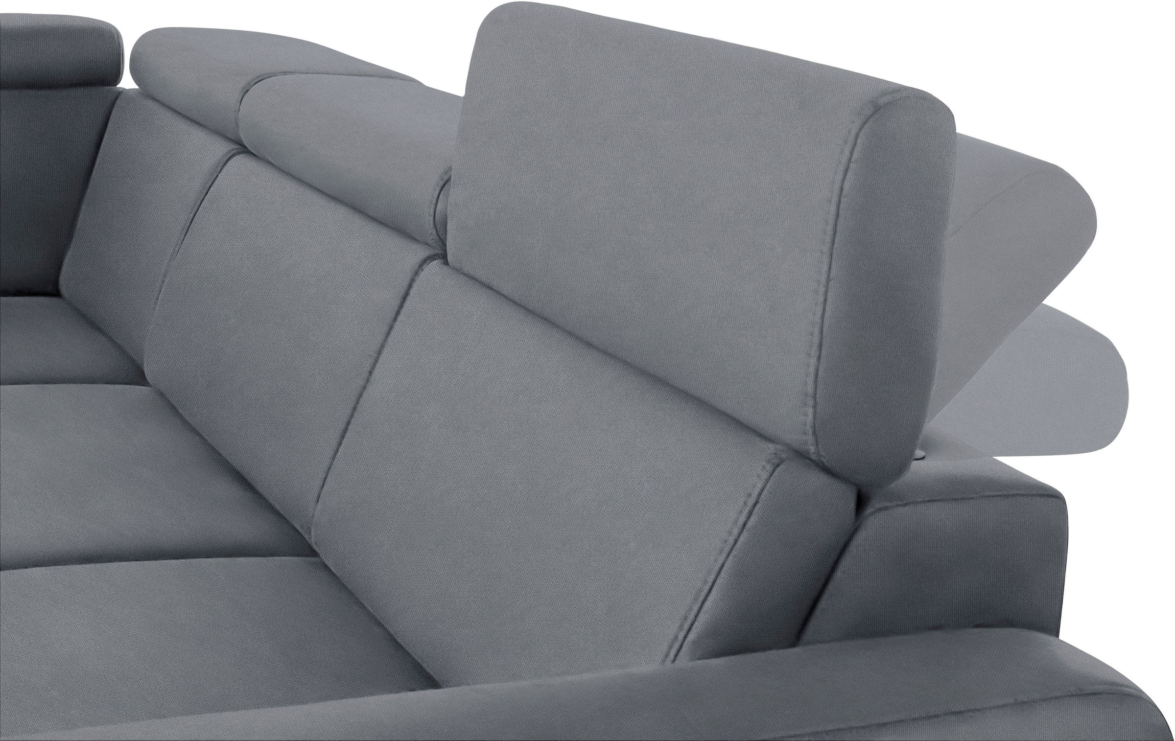 sit&more Ecksofa »Bologna L-Form«, Kopfteilverstellung, wahlweise mit Bettfunktion und Schubkasten