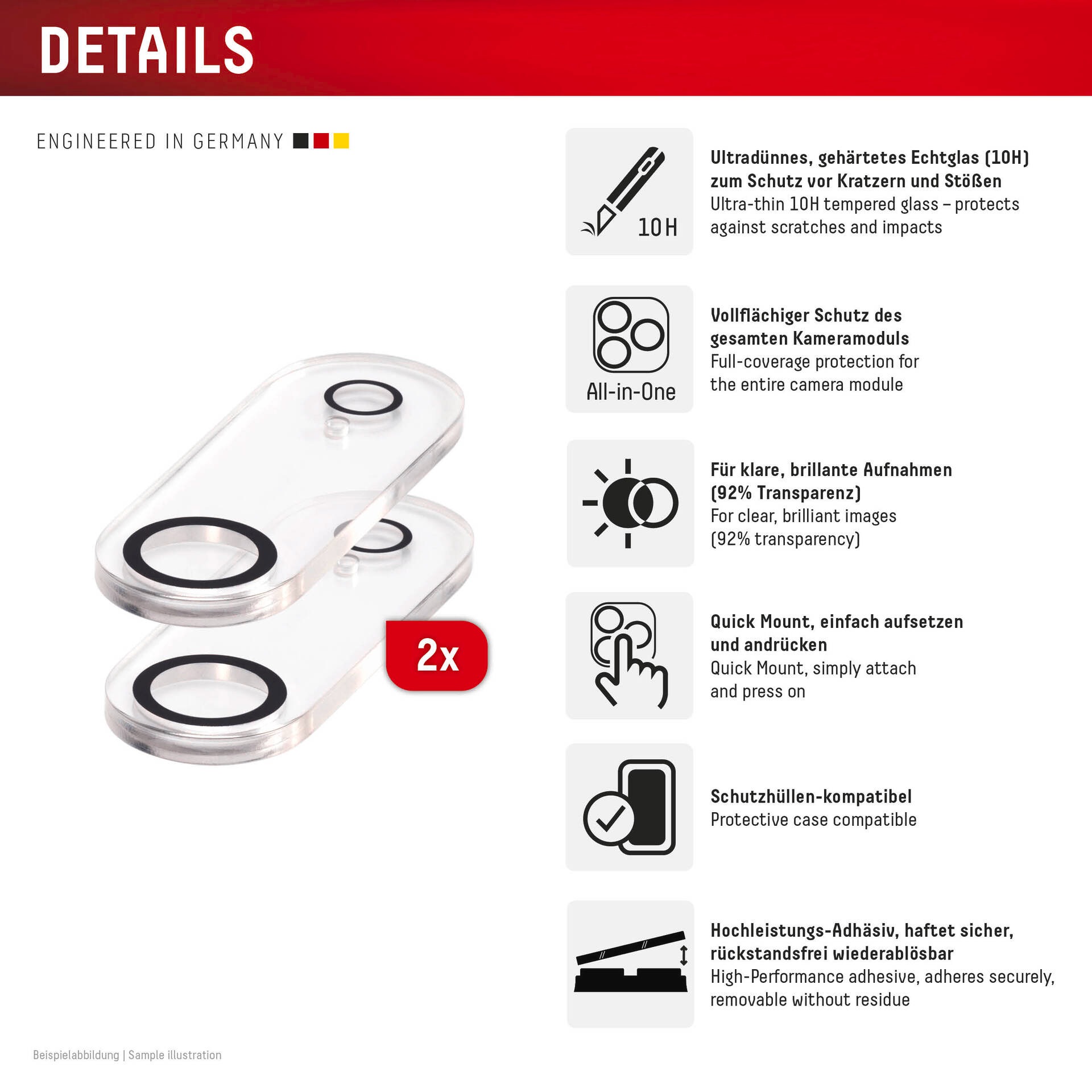 Displex Kameraschutzglas »Camera Lens Glass Glass All-In-One Protector Full Cover« für Apple iPhone Air Kameraschutz,Linsenschutz,Objektivschutz, kratz- & stoßfest