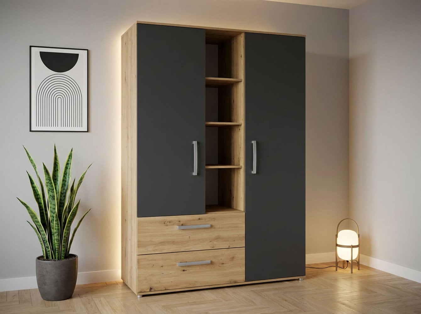 arthur berndt Jugendzimmer-Set »Alessio« Set, Bett und Kleiderschrank, 3 Stk. tlg. mit Melamin-Oberfläche