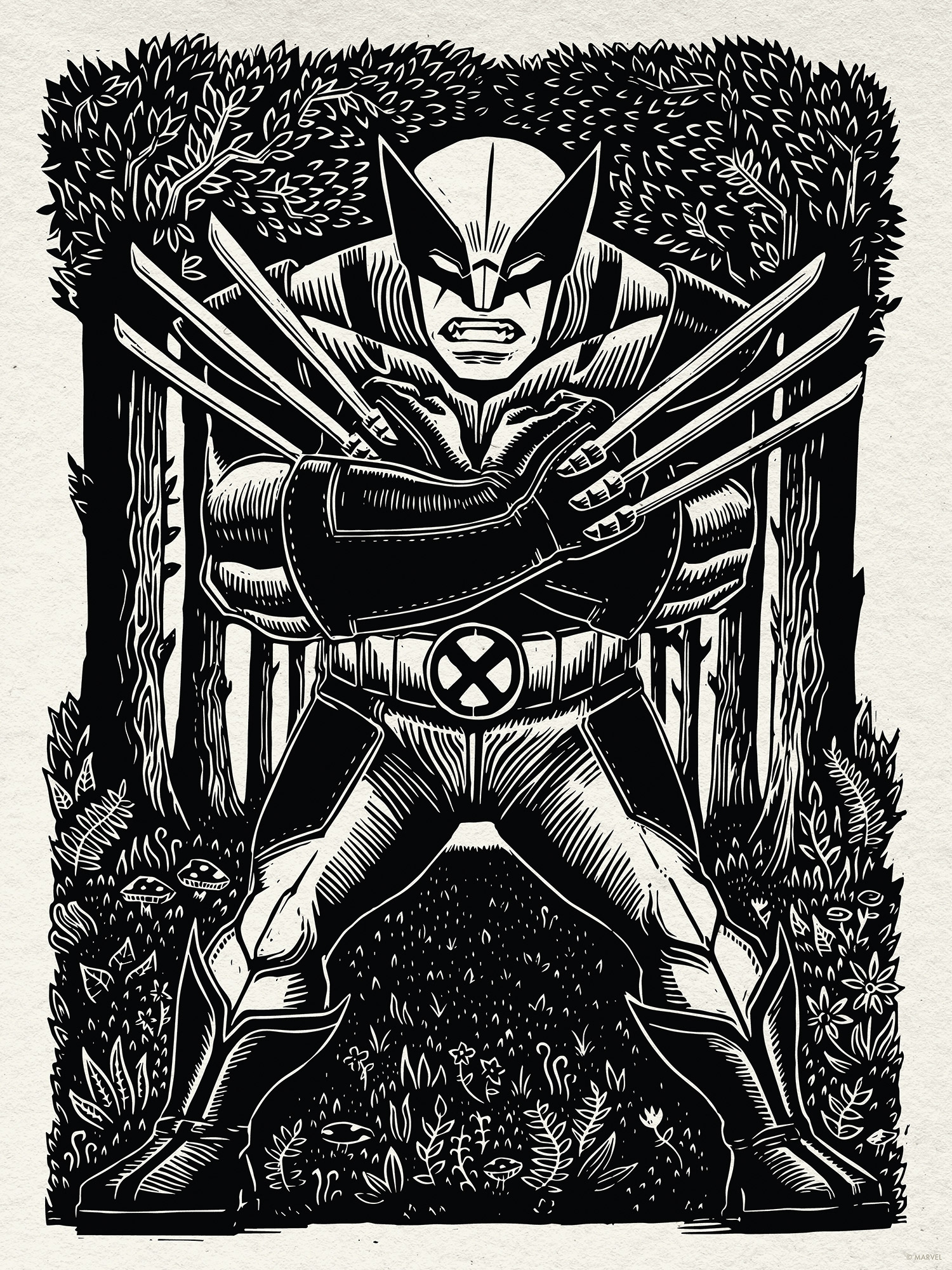 Komar Wandbild »Marvel Wolverine Lino-Cut«, Disney, (Set, 1 St.), 30 x 40 cm (Breite x Höhe) - Kinderzimmer, Dekoration