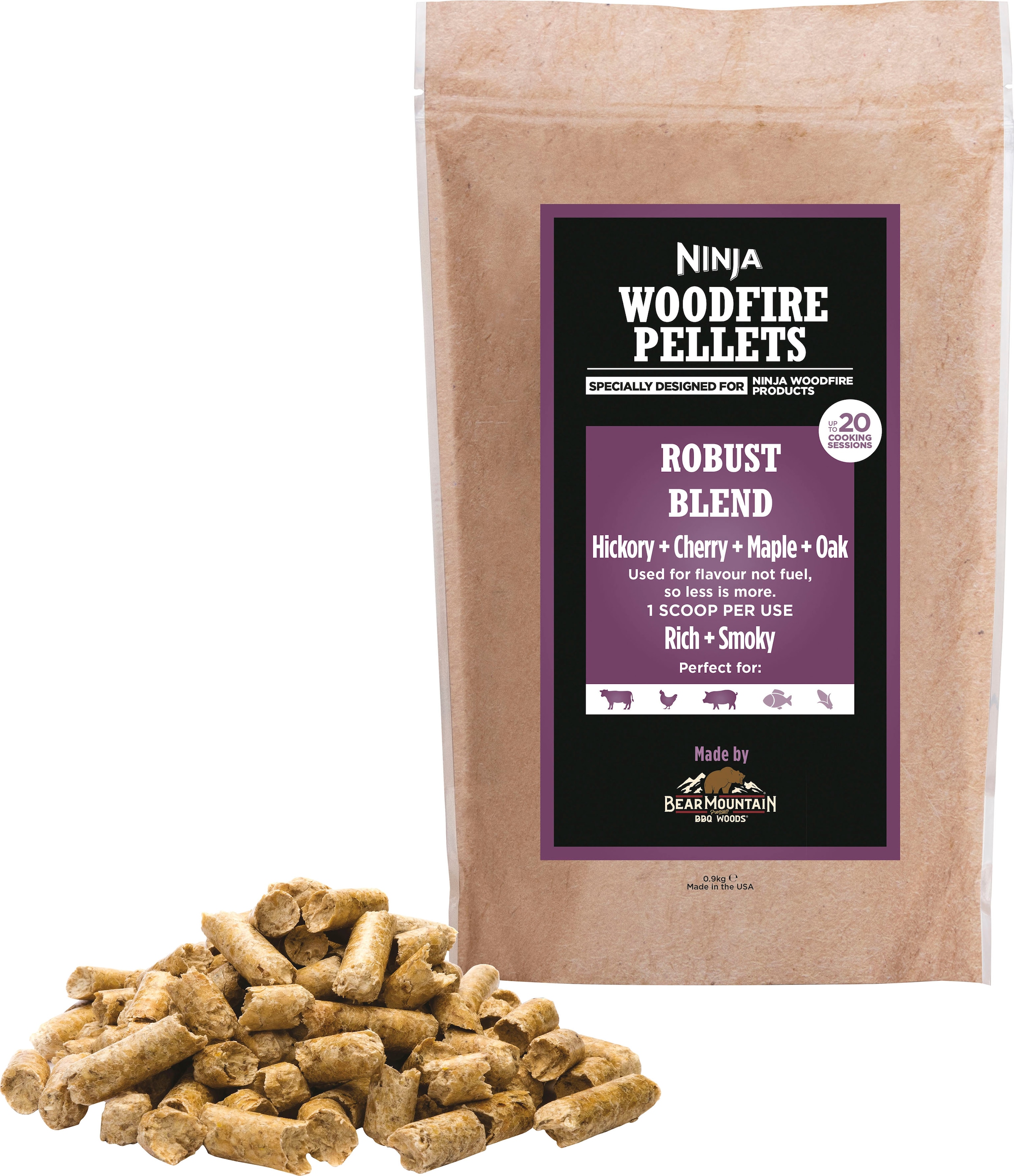 Holzpellets »Ninja Woodfire Pellets Kräftige Mischung 900g XSKOGRBPLT2EU«, (1 St.)