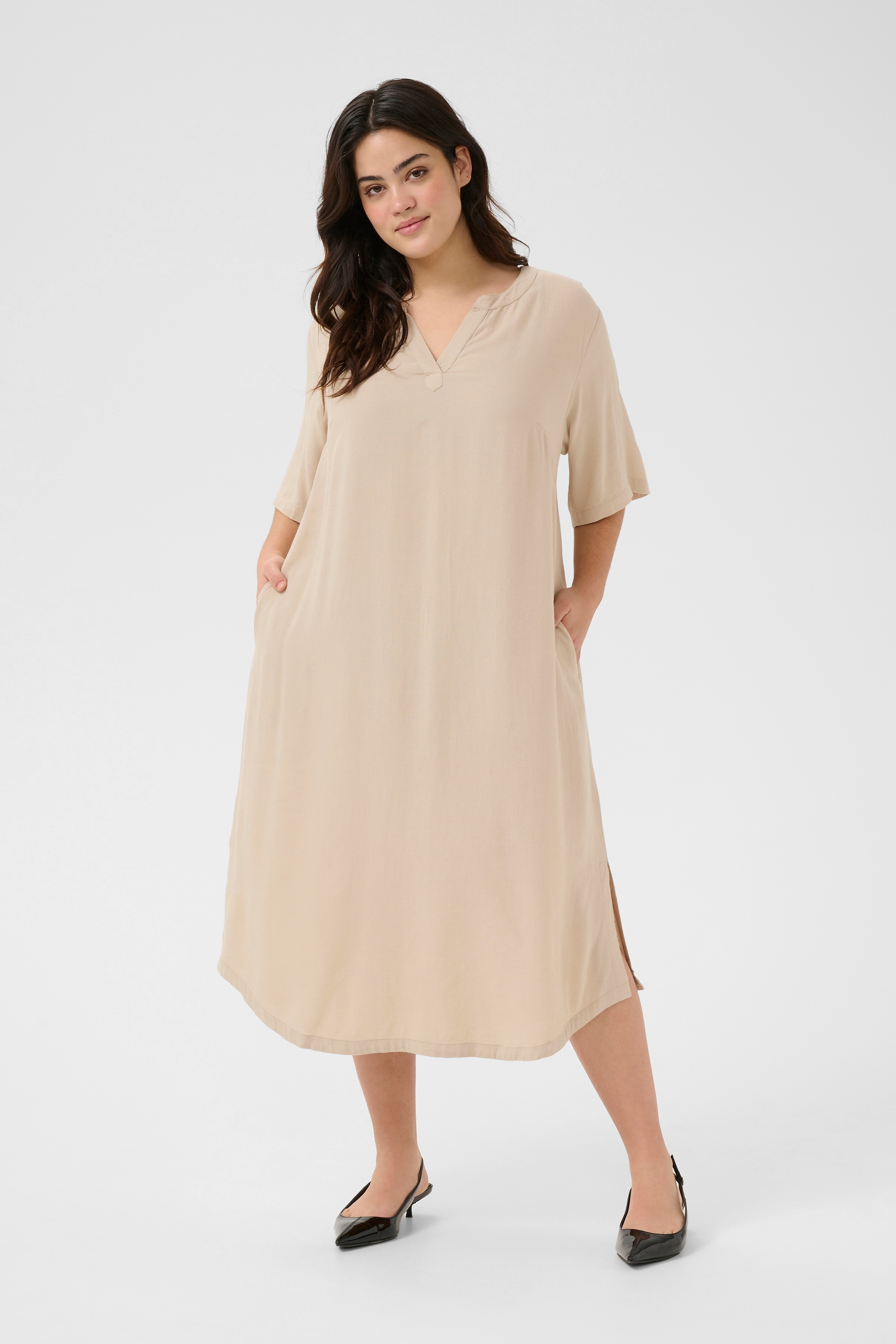 KAFFE Curve Midikleid »Damen Kleid KCmille«