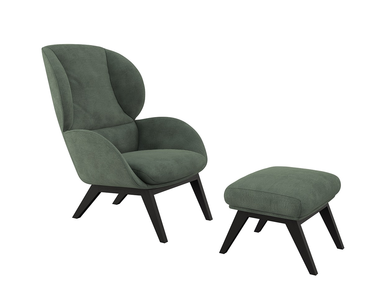 FLEXLUX Polsterhocker »Adria«, Fuß schwarz, Fußhocker für Ohrensessel