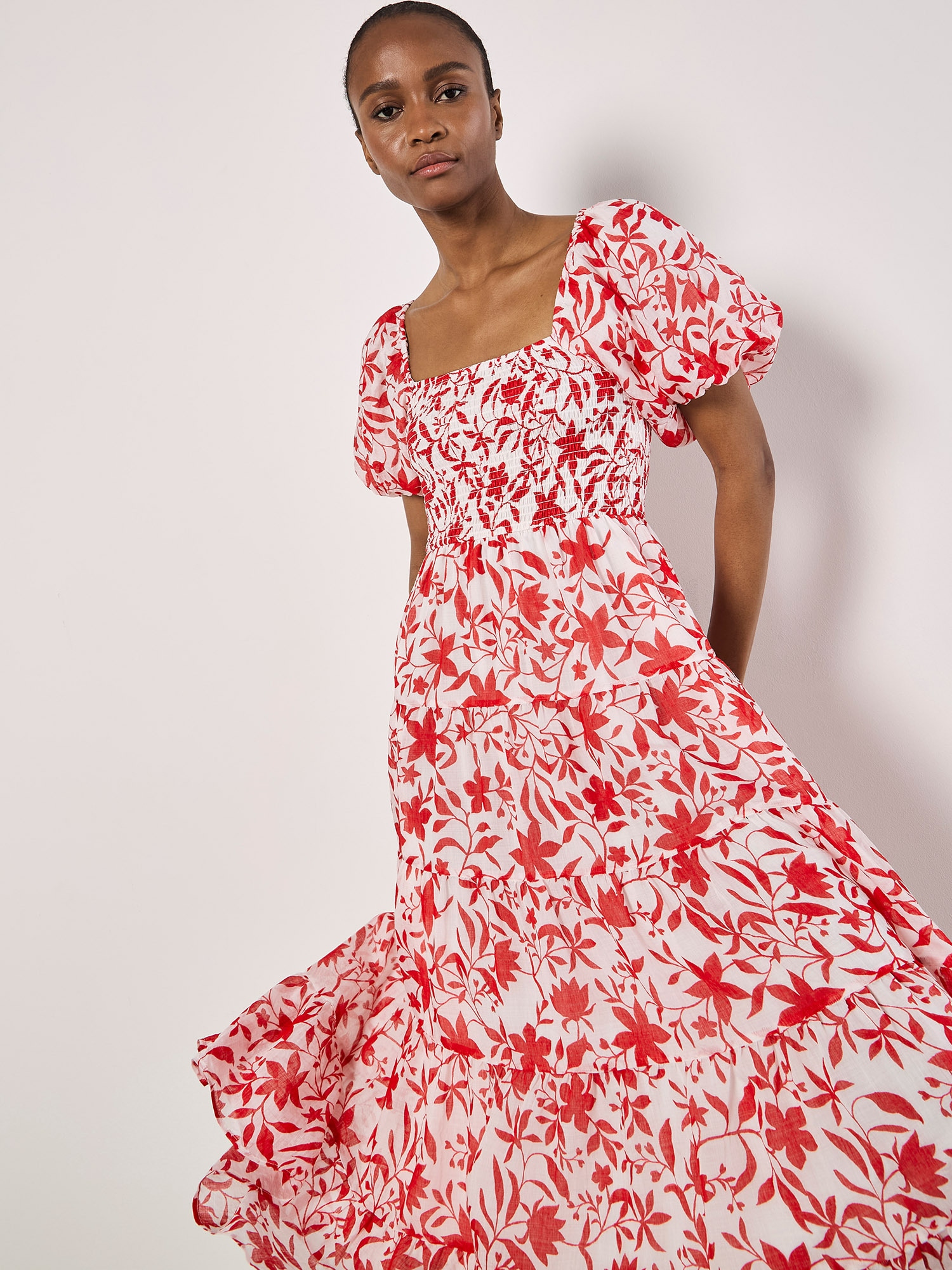 Apricot Druckkleid »Midikleid« mit Puffärmeln