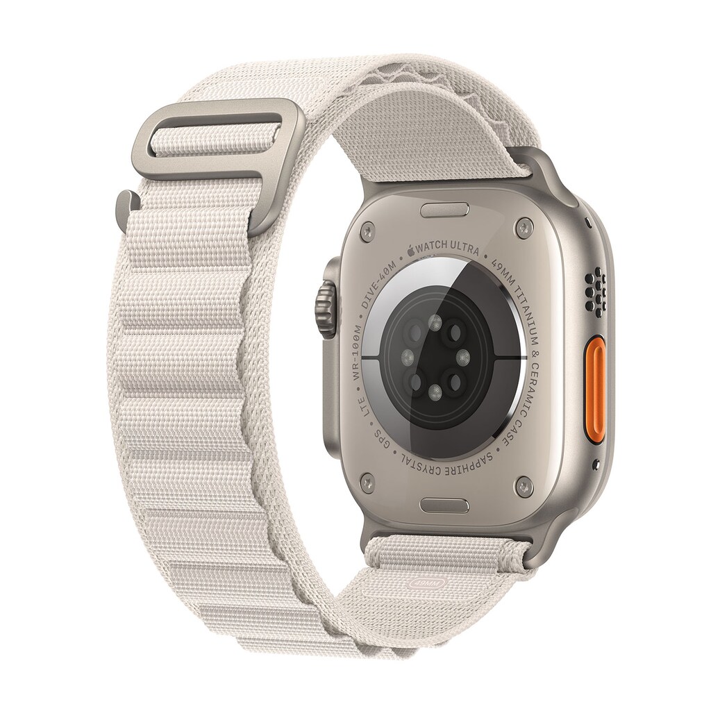 Apple Watch Ultra GPS + Cellular, Titangehäuse 49 mm, Alpinarmband, Armbandgröße Large 165 - 210 mm Umfang