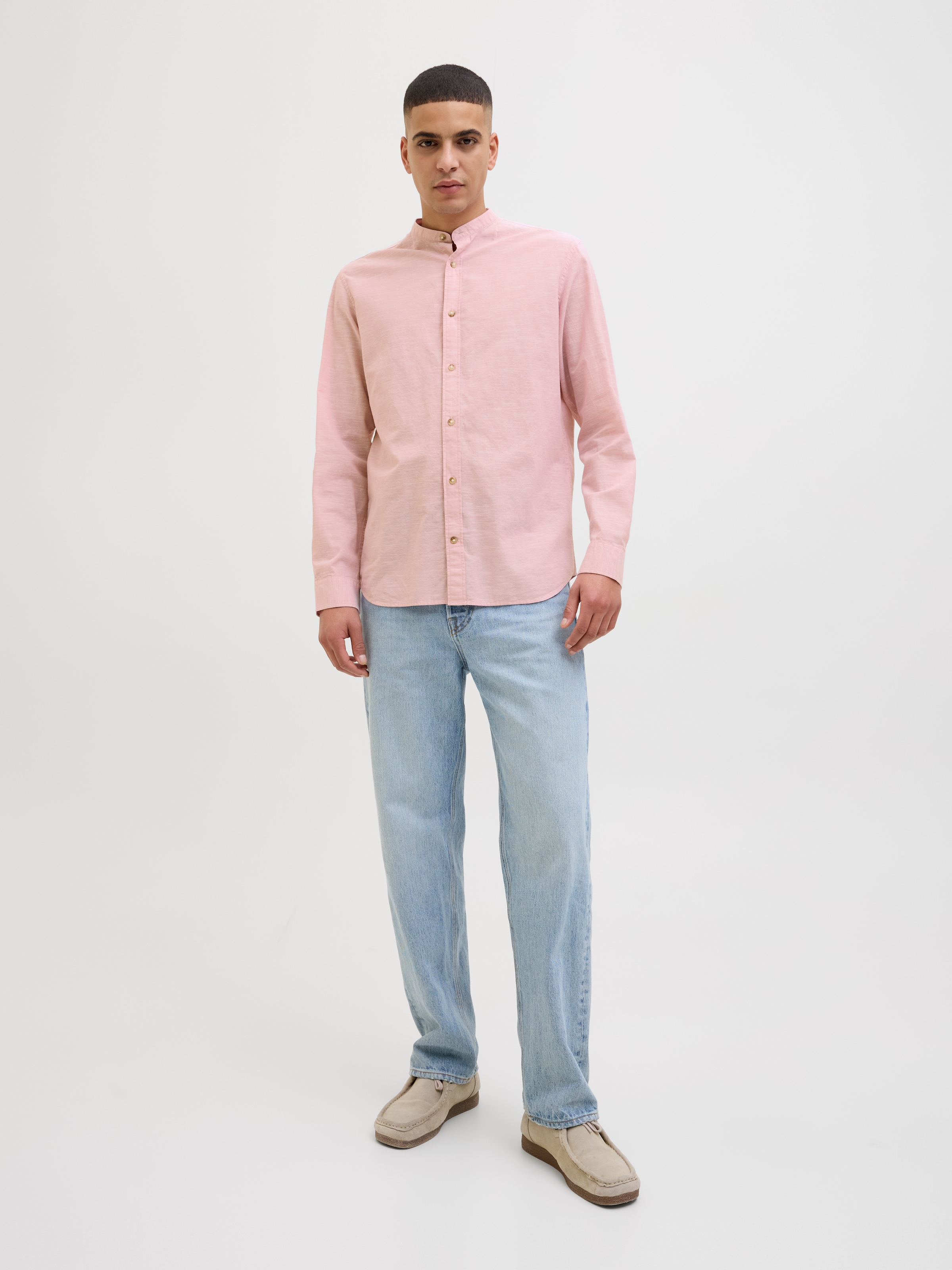 Jack & Jones Langarmhemd »JJESUMMER BAND SHIRT LS SN«, mit Bandkragen