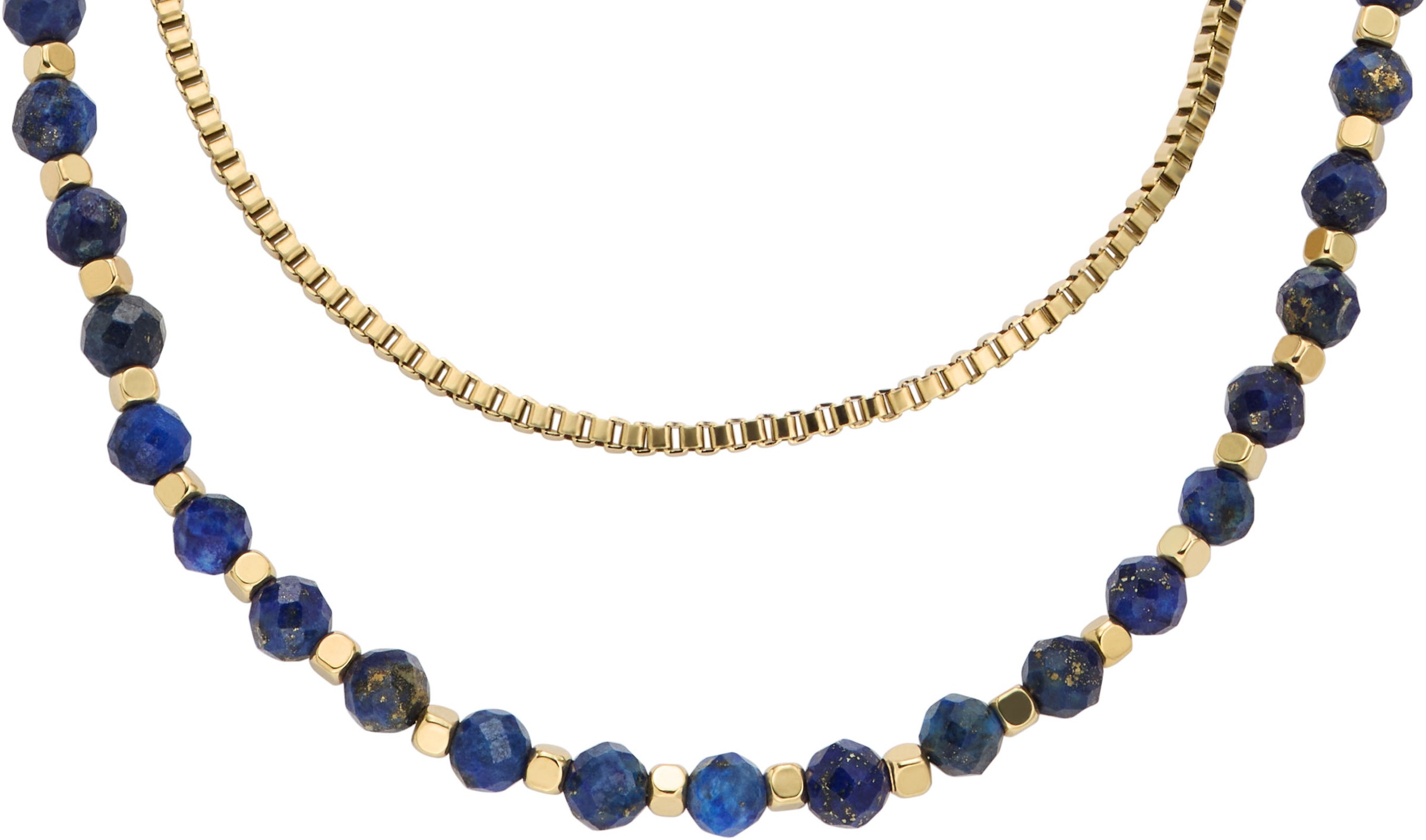 Fossil Kette ohne Anhänger »Schmuck Geschenk Edelstahl All Stacked Up Bead, JA7246710, JA7247710«, mit Malachit (synth.) oder Lapislazuli
