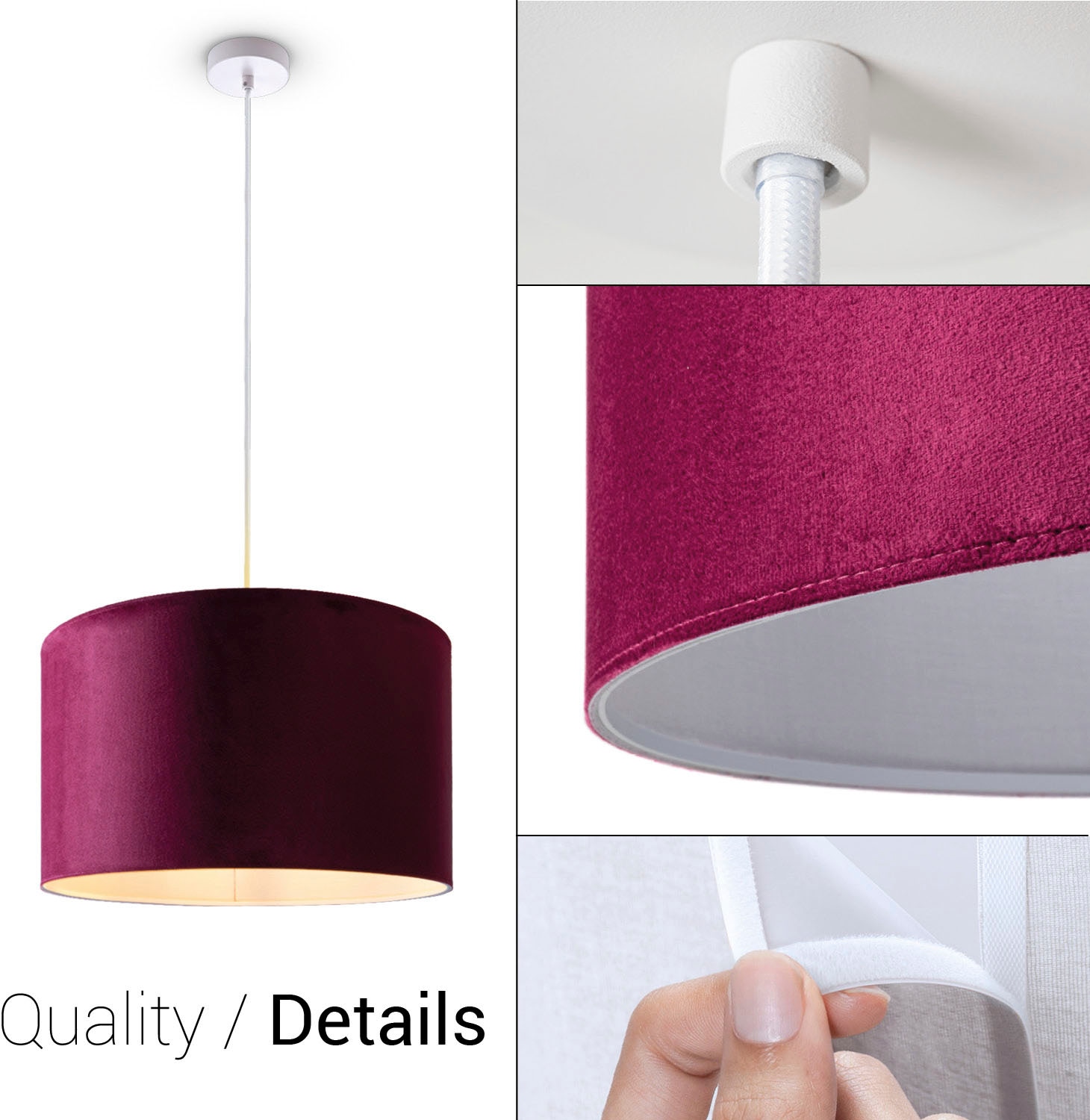 Paco Home Pendelleuchte »Hugo uni Color« E27 Wohnzimmer Lampenschirm aus Velour Unifarben Deko E27 Kabel 1,5m