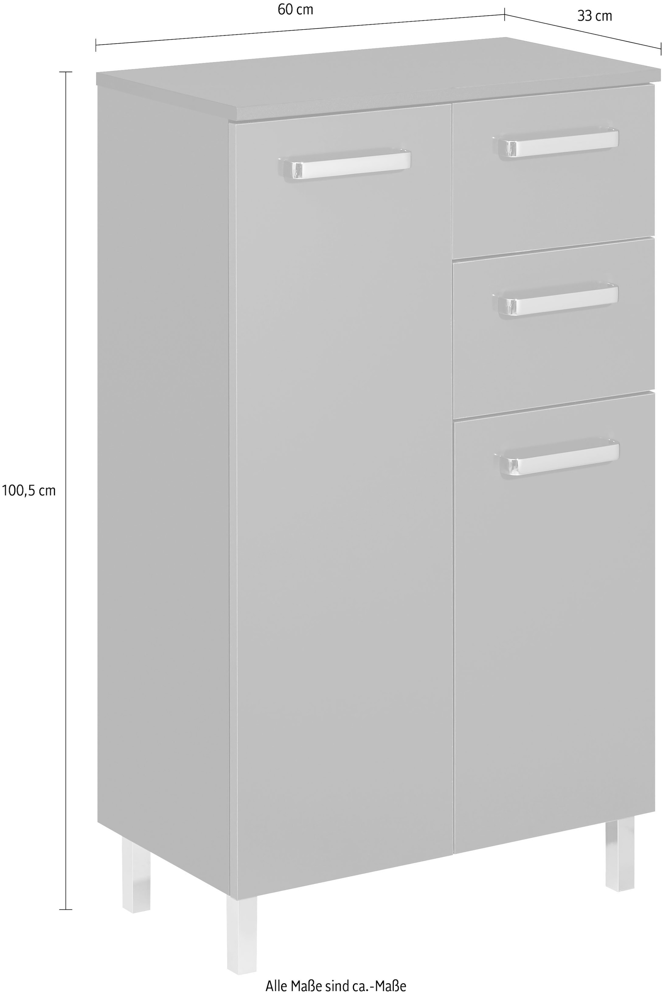 Saphir Unterschrank »Quickset Badschrank mit 2 Türen, 2 Schubladen, 60 cm breit« Badezimmer-Unterschrank inkl. Türdämpfer, Griffe in Chrom Glanz