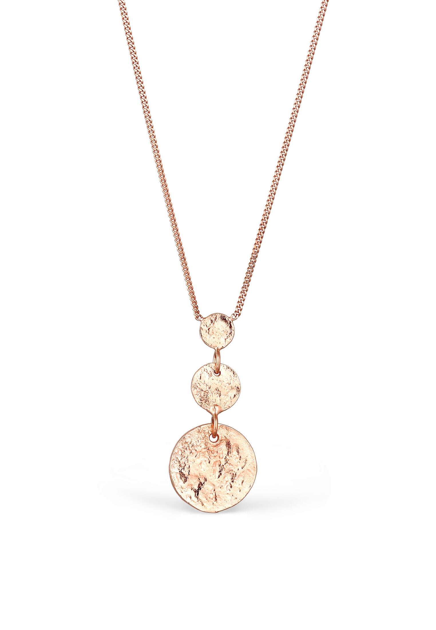 Elli Kette mit Anhänger »Halskette Anhänger Plättchen Strukturiert 925 Sterling Silber Rosegold«