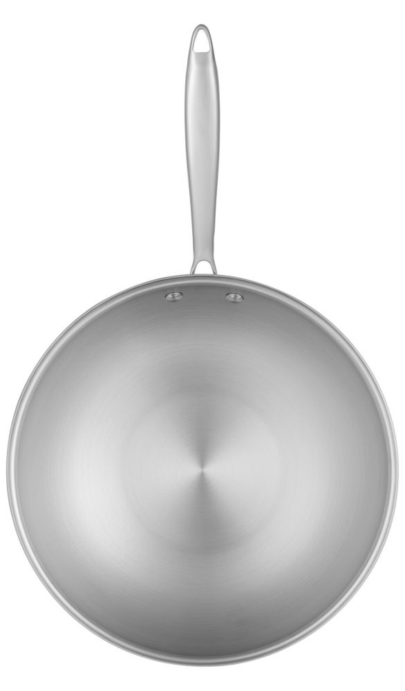 RESTO Kitchenware Wok »Crater tiefe Pfanne aus Tri-Ply (Edelstahl + Aluminium + Edelstahl)«, Edelstahl 18/10, (1 tlg.), Energieeinsparung 25% durch die dreilagige Basis, ofenfest