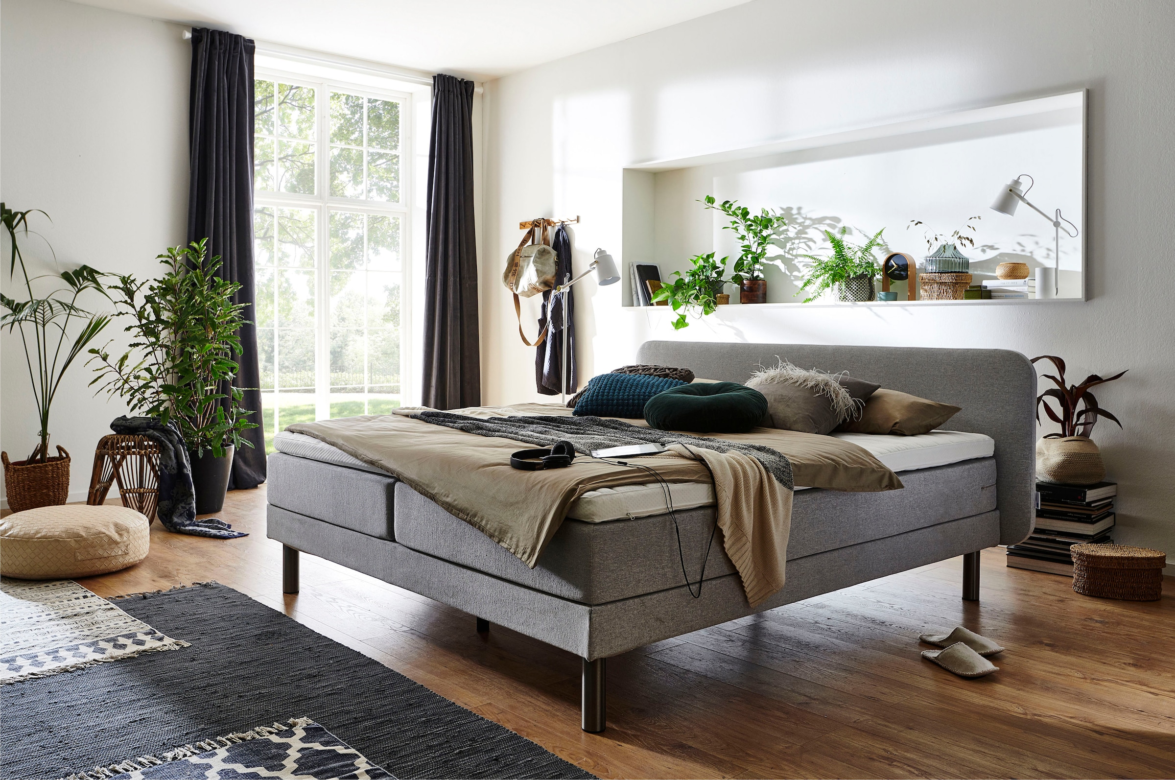 ATLANTIC home collection Boxspringbett "Carola" mit 7-Zonen-Taschen-Federkernmatratze und Komfortschaum-Topper