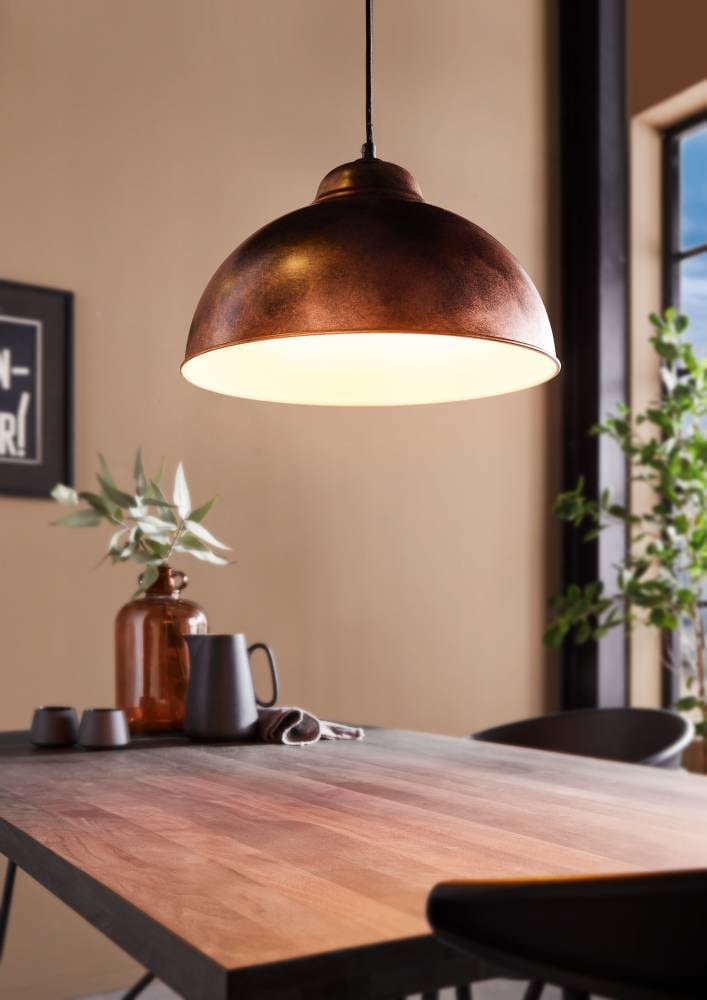 EGLO Hängeleuchte »TRURO 2 Hängelampe, Esstischlampe, Stahl, rostoptik, weiß, E27« E27 1 Stk. Wohnzimmerlampe, 1 flammig, Vintage, Industrial, Retro, 110x37cm