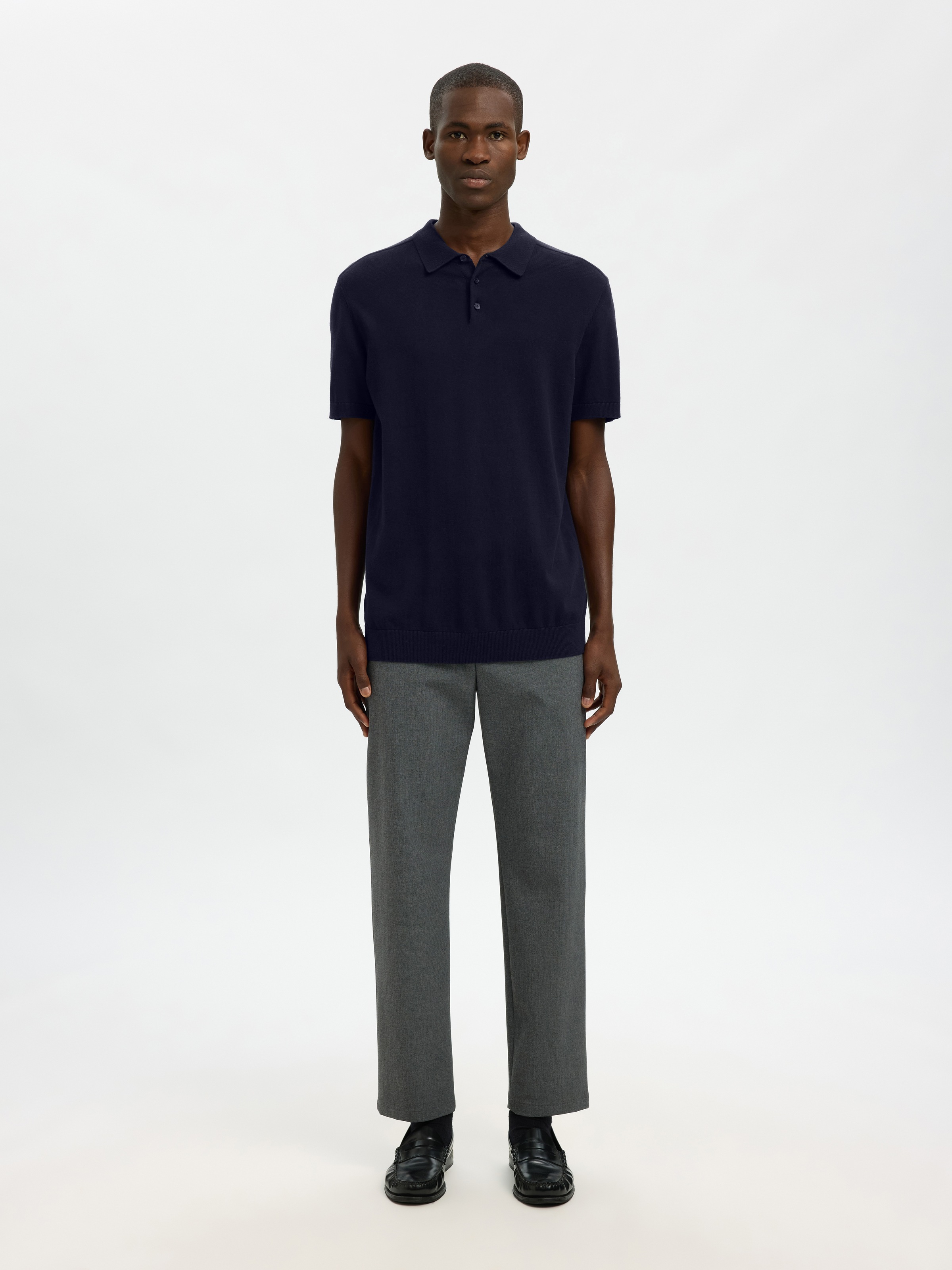 SELECTED Poloshirt »SLHBERG SS KNIT POLO NOOS« aus Feinstrick