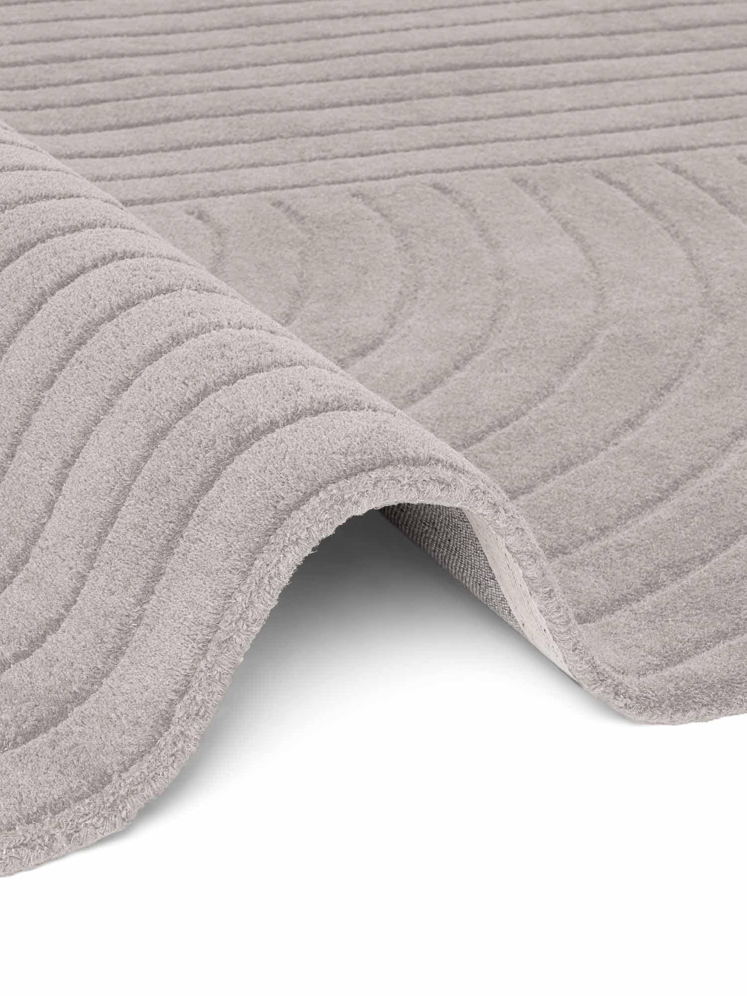 vikosa Wollteppich »Arcura« rund 15 mm Höhe Wolle Handgemacht, Hoch-Tief-Effekt, Geometrisches Linien Wellendesign