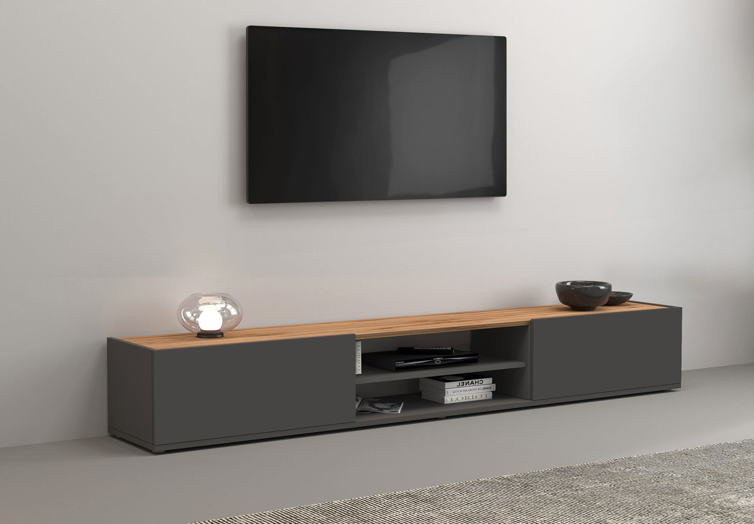 INOSIGN Lowboard »Garda,Lowboard,TV-Kommode,TV-Möbel,TV-Bank«, stehend und hängend mit 2 Klappen, 1 Einlegeboden, Breite 210 cm