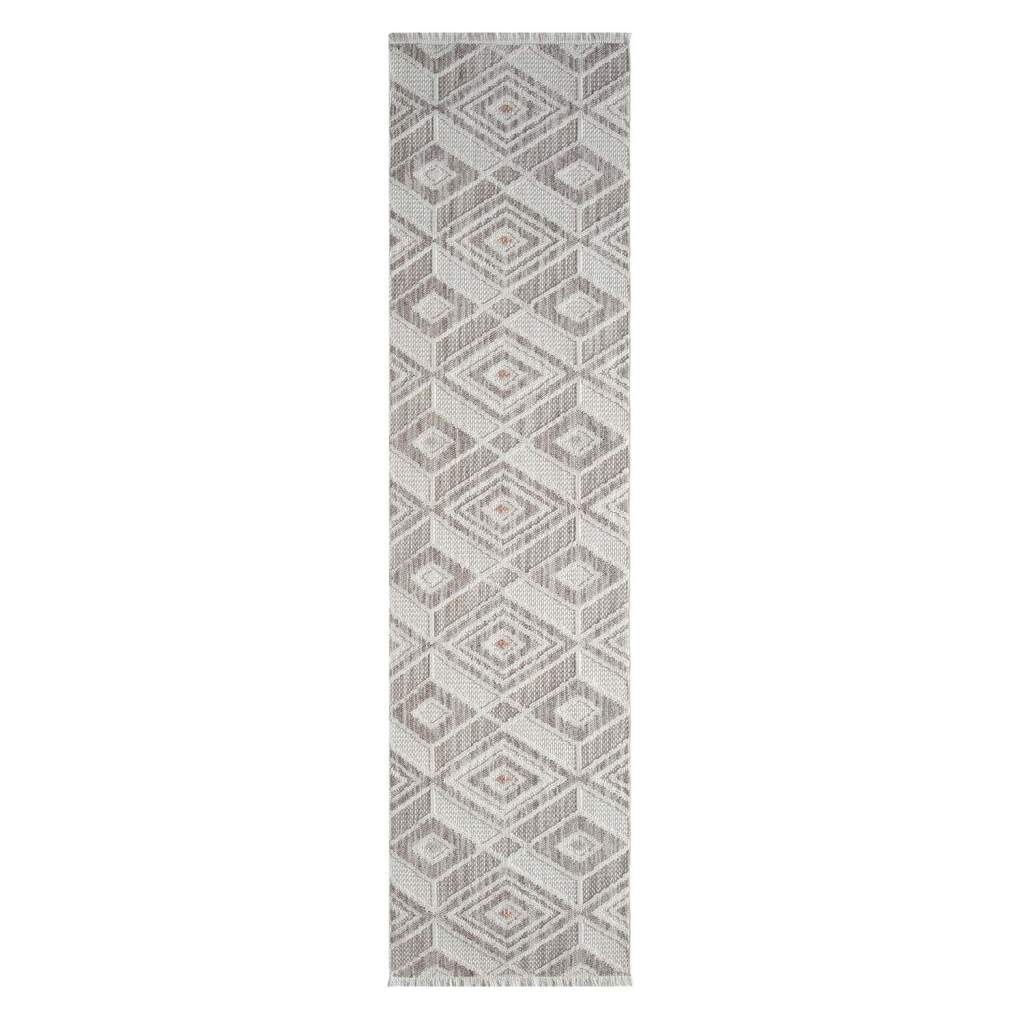 Carpet City Teppich »LINDO 8875«, rechteckig, 11 mm Höhe, Kurzflor, Hochtief-Muster/ 3D-Effekt, Fransen, Boho-Stil, Wohnzimmer