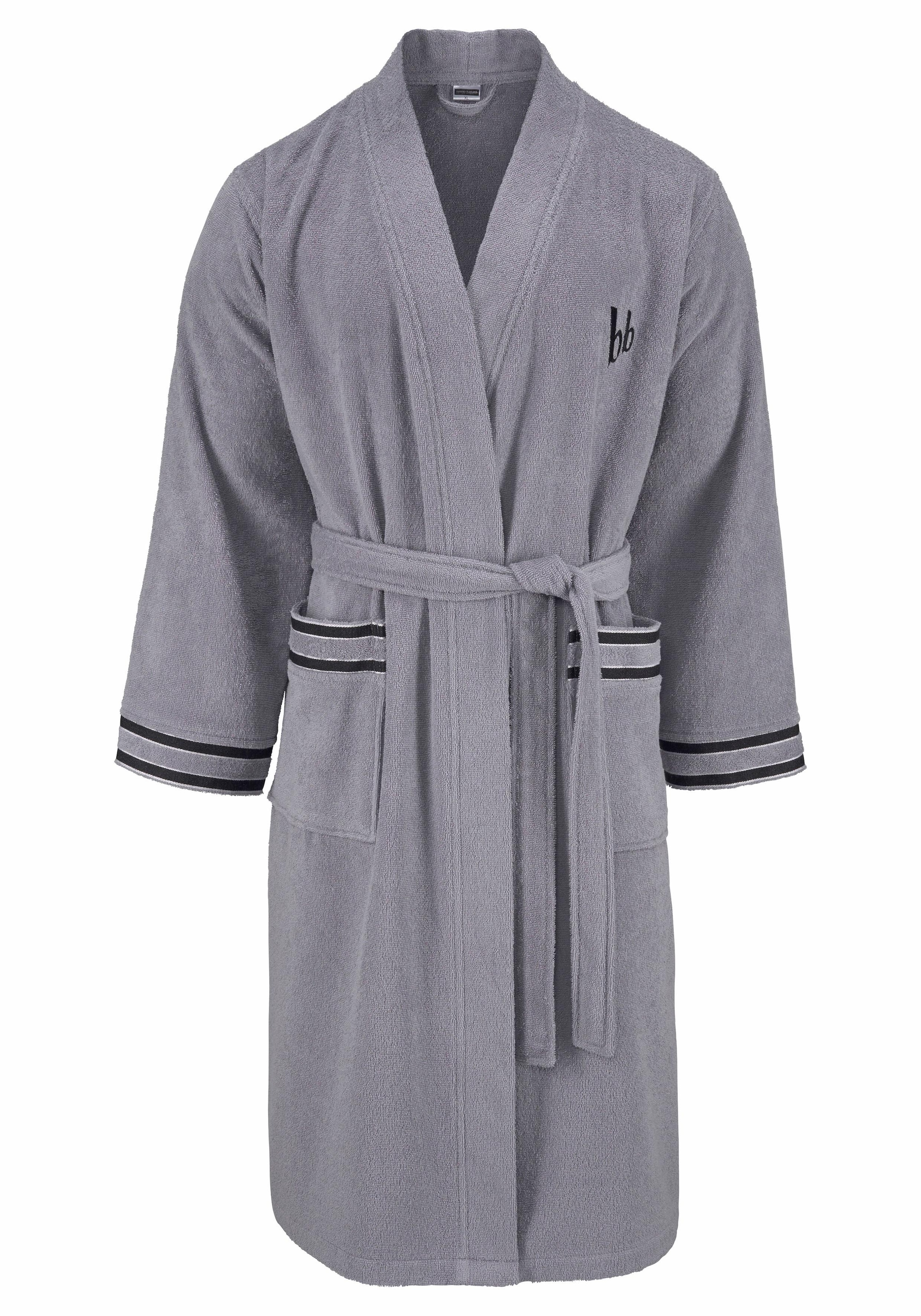 Bruno Banani Herrenbademantel "Roy, ideal für Sauna & Spa, Standardlänge & Überlänge" 1 Stk. farblich abgesetzten Streifen, Bademantel, S-3XL, auch in extra lang