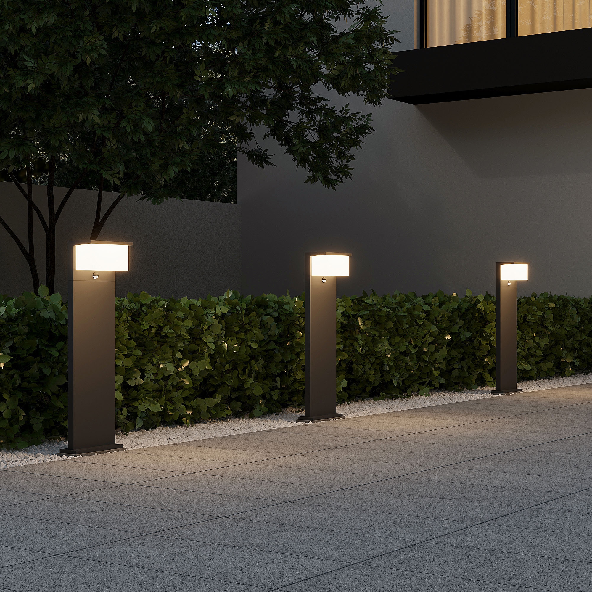 TRIO Leuchten LED Außen-Stehlampe »NESTOS, LED Outdoor Stehleuchte Garten Höhe 80cm, Bewegungsmelder« LED-Board 1 Stk. Warmweiß LED warmweiß 3000K, 1300 Lumen, IP54 Pollerleuchte Terrasse Garten