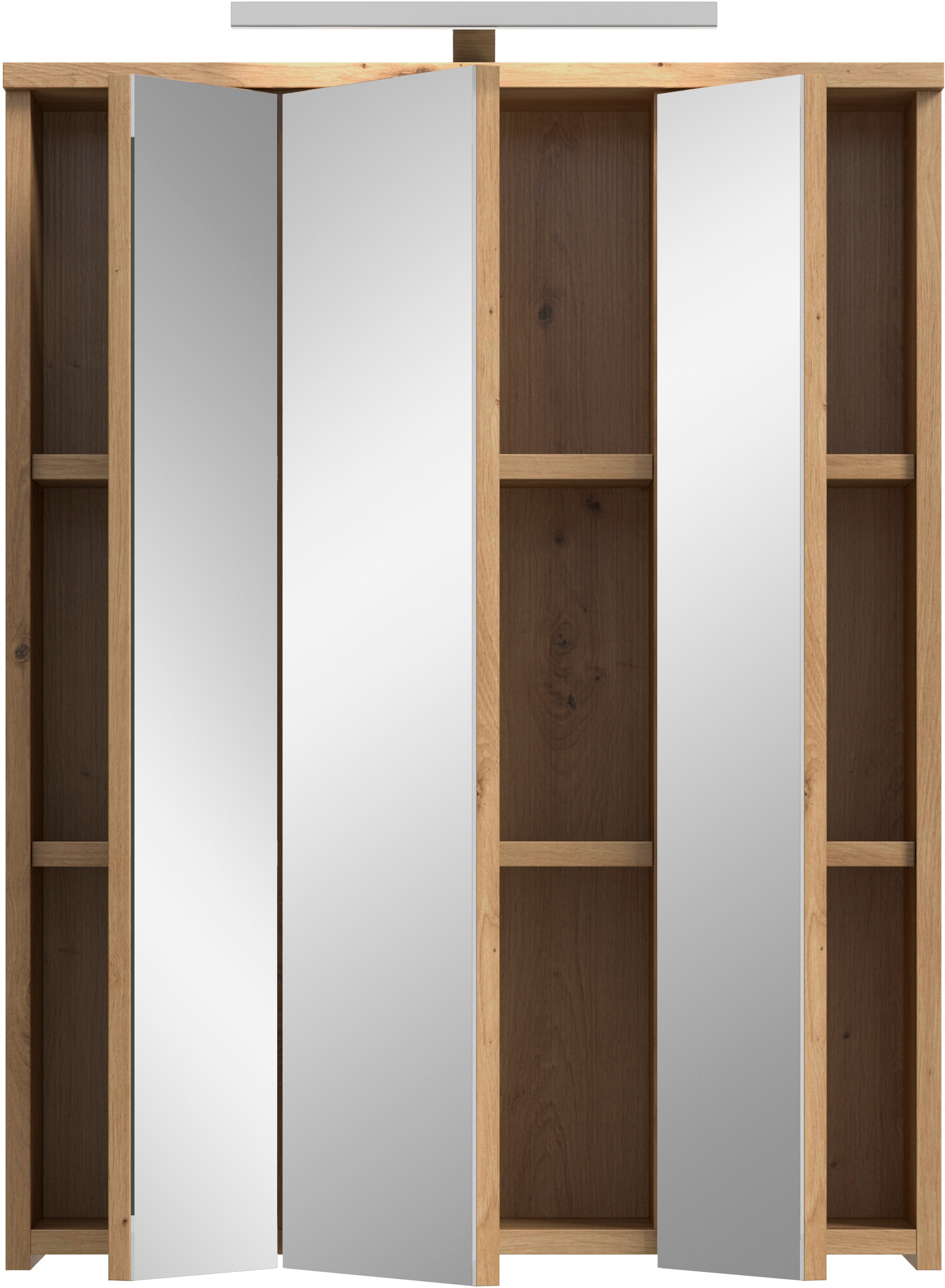 welltime Badezimmerspiegelschrank »LUCCA, Breite 60cm, inkl. LED Beleuchtung, 3 Spiegeltüren« Set, 2 Stk. tlg.
