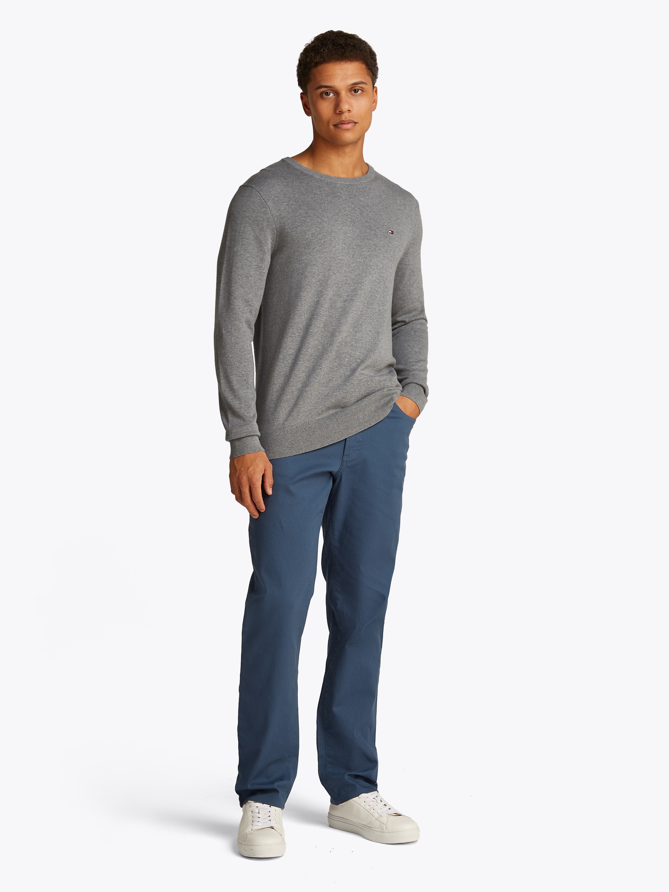 Tommy Hilfiger Rundhalspullover »ESSENTIAL COTTON CREW NECK«, 100% Baumwolle Crewneck Regular Fit Premium Mode