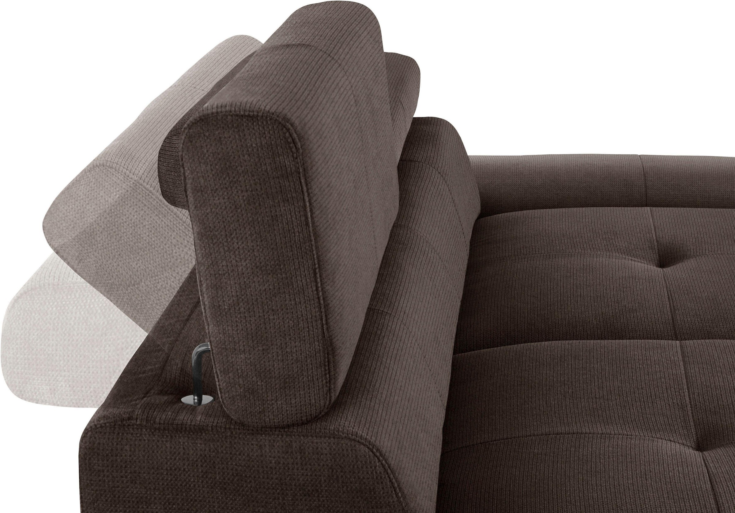 COTTA Polstergarnitur »Enterprise«, (Set), Set bestehend aus: 2-Sitzer mit Kopfteilverstellung & Hocker