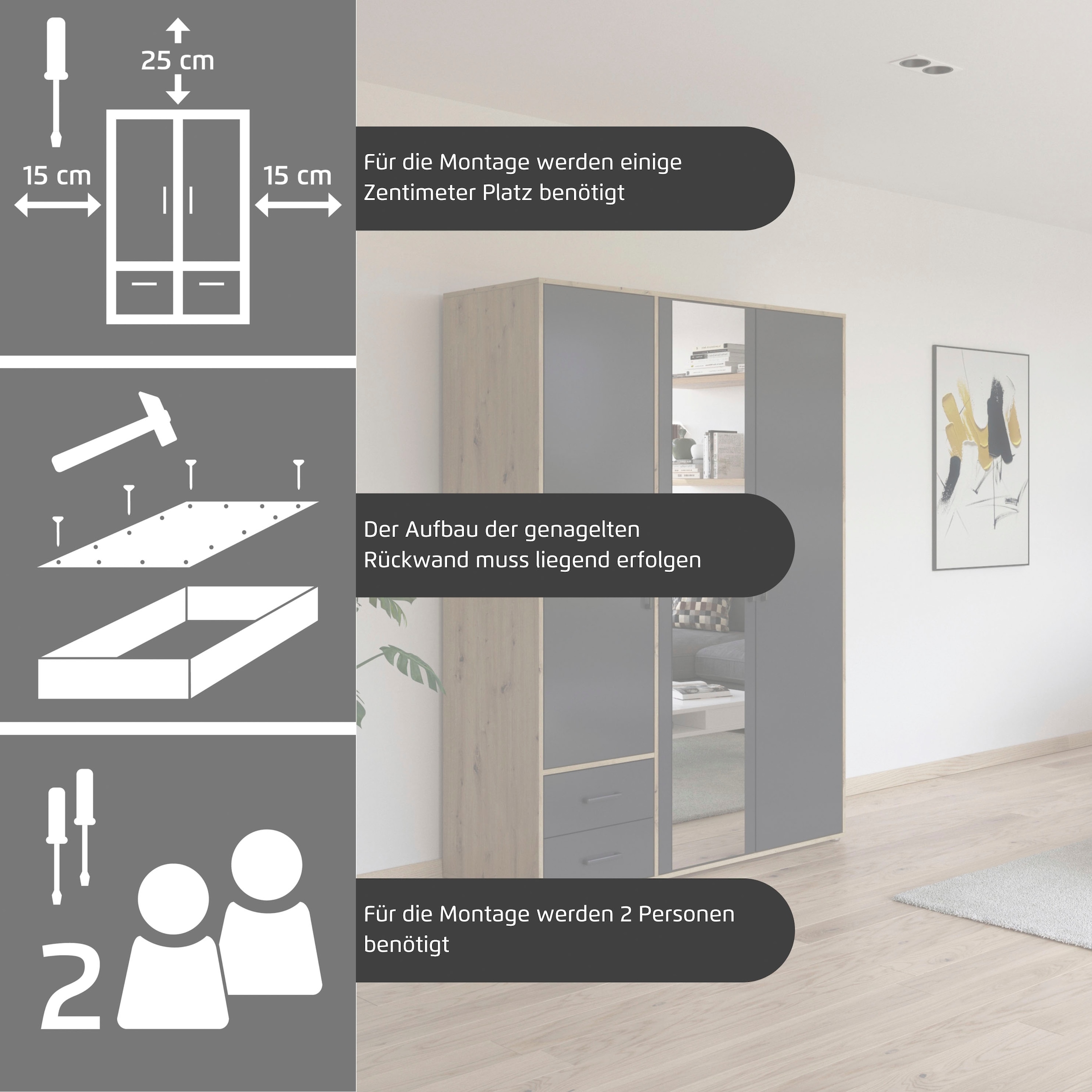 rauch Kleiderschrank »VOYAGER Garderobe Wäscheschrank TOPSELLER Schlafzimmer« in 3 verschiedenen Ausstattungen BASIC/CLASSIC/PREMIUM,  mit 2 modernen Griffvarianten, viel Stauraum MADE IN GERMANY