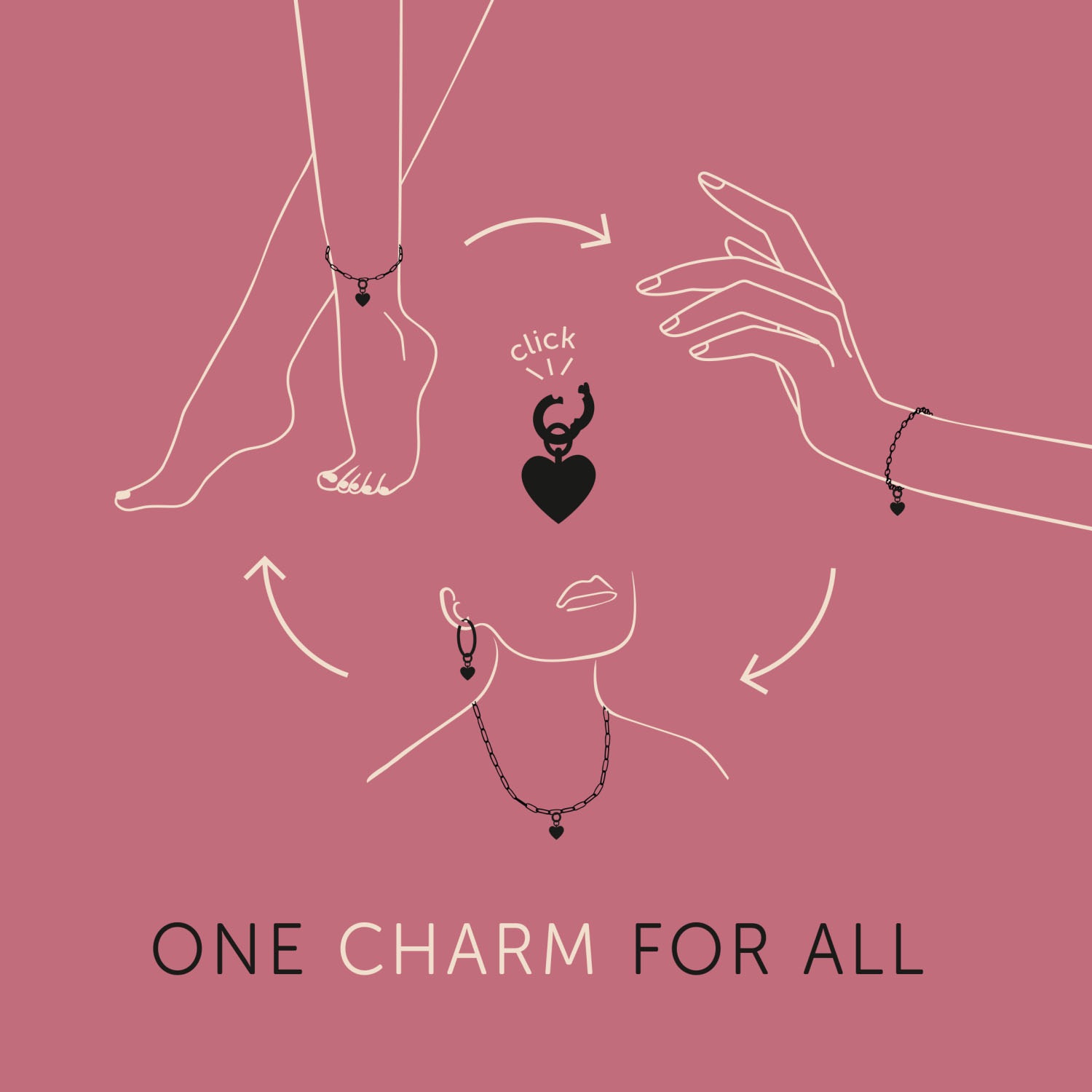 Amor Charm-Einhänger »Fatima´s Hand, 2038472«, mit Zirkonia (synth.)