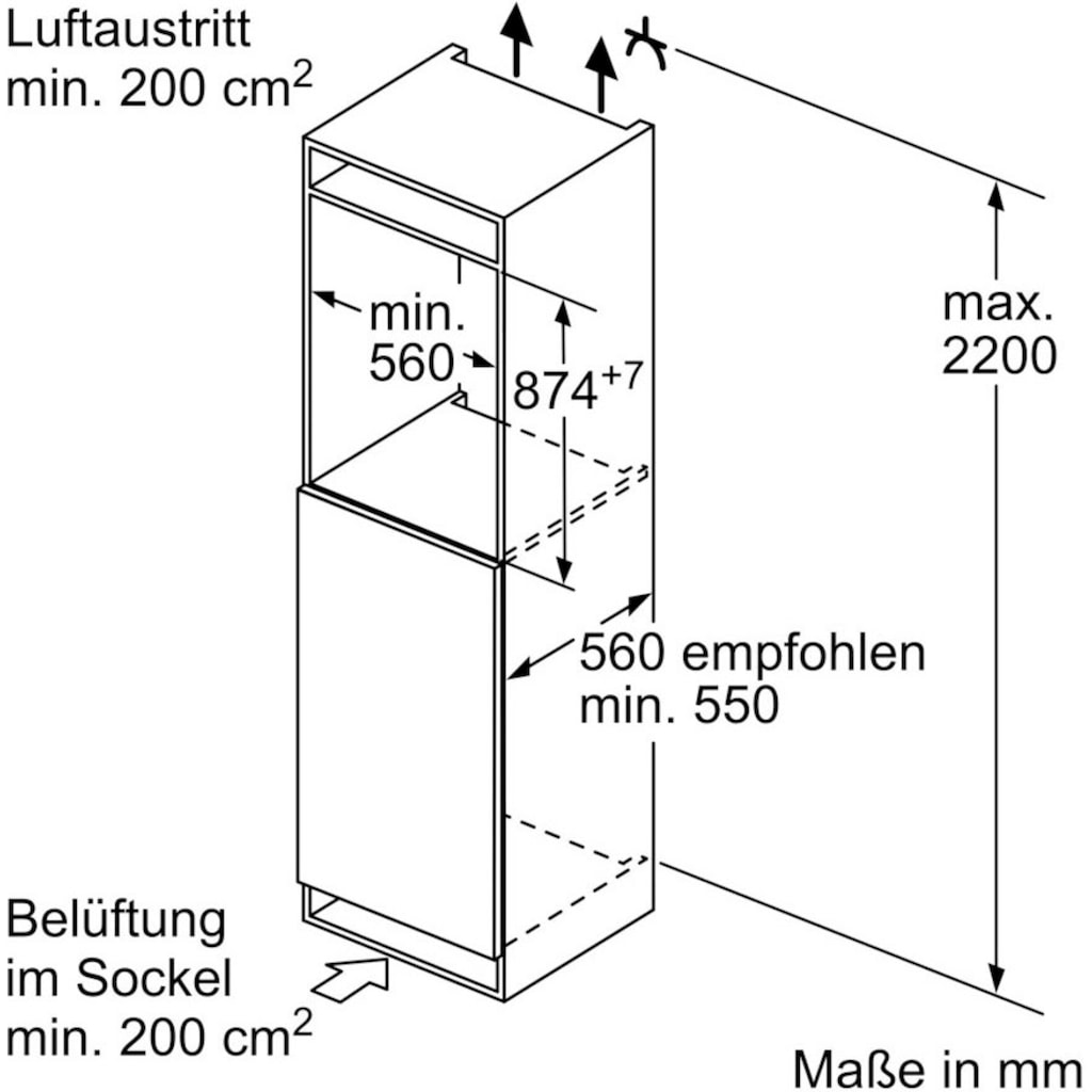 SIEMENS Einbaugefrierschrank »GI21VADE0«, iQ500, 87,4 cm hoch, 55,8 cm breit