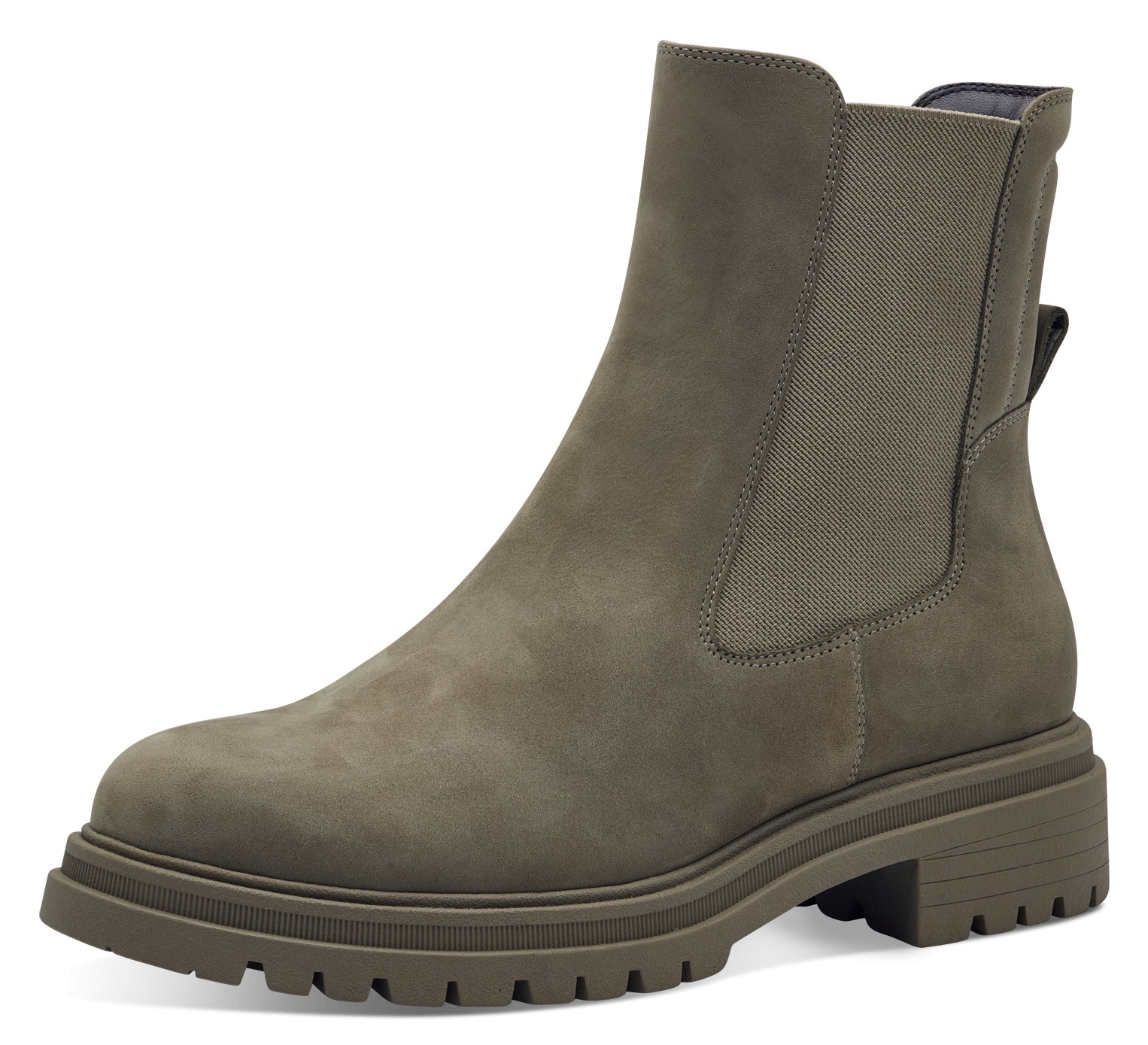 Tamaris Chelseaboots, Blockabsatz, Combat-Boots, Stiefelette mit Stretcheinsatz