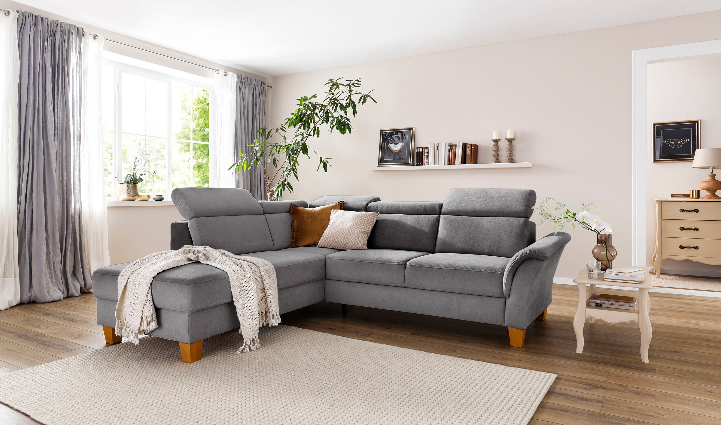 Home affaire Ecksofa »Conville L-Form«, Federkern, wahlweise mit Bettfunktion und Bettkasten bzw. Stauraum