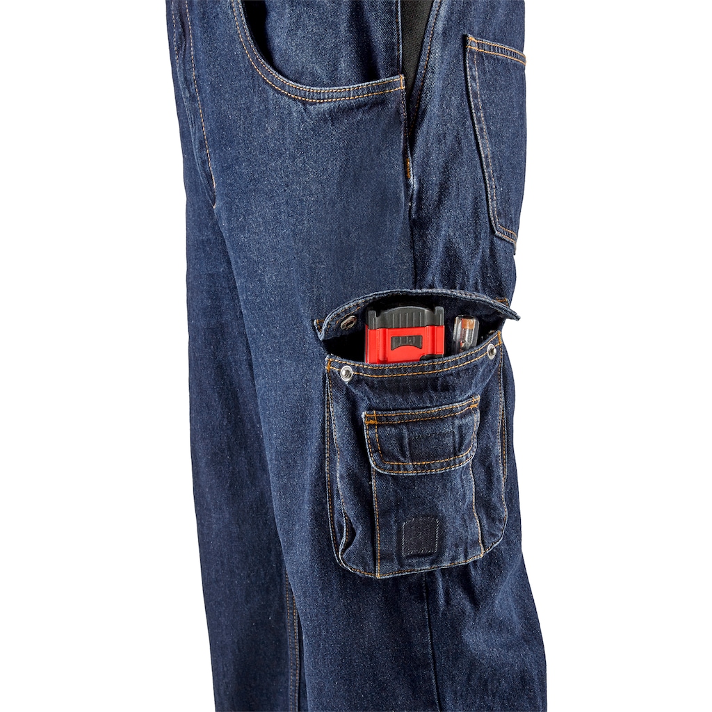 Northern Country Latzhose »Worker Jeans«, (aus 100% Baumwolle, robuster Jeansstoff, comfort fit), mit dehnbarem Bund, 11 Taschen, strapazierfähig und langlebig