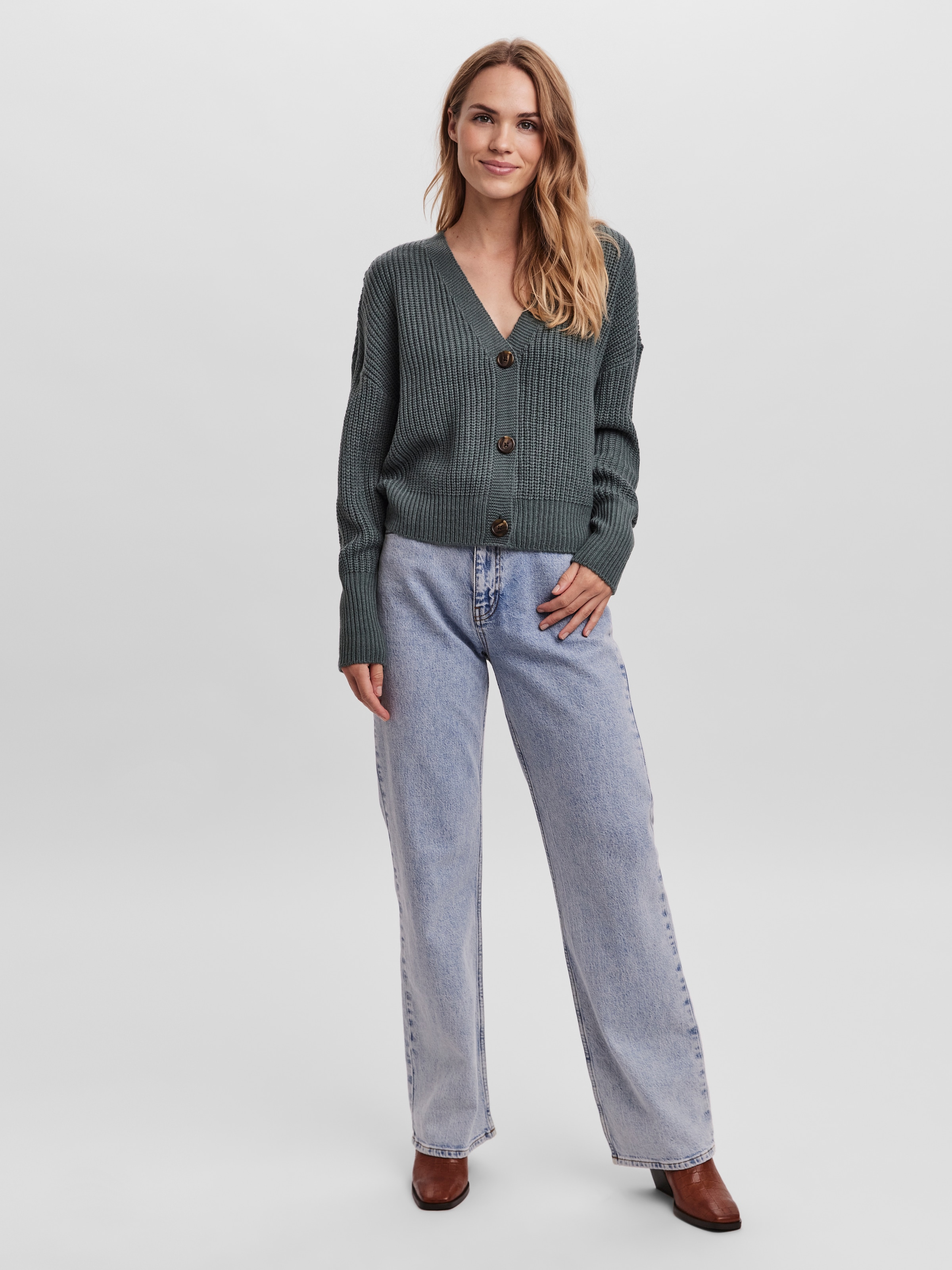 Vero Moda Strickjacke »VMLEA LS V-NECK CUFF CARDIGAN NOOS« Kunstfaser, regular fit