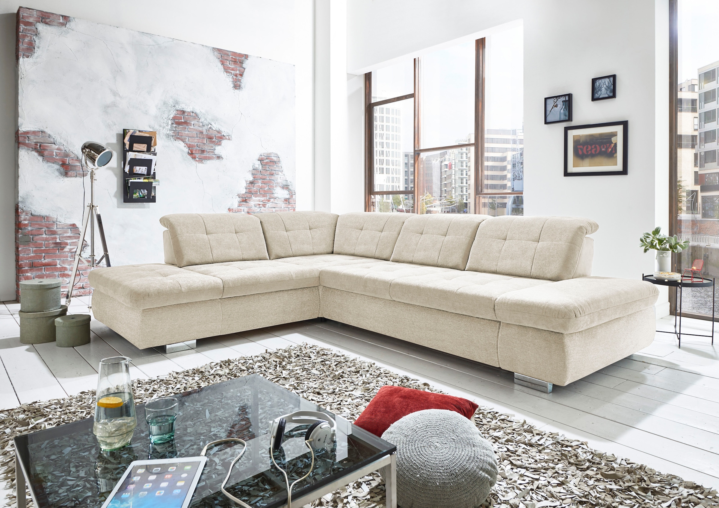 Die PlanBar Ecksofa »MP-IN17004 L-Form, Breite 323 cm, mit Kaltschaum-Polsterung« inkl. Sitztiefenverstellung, wahlweise weitere Funktionen