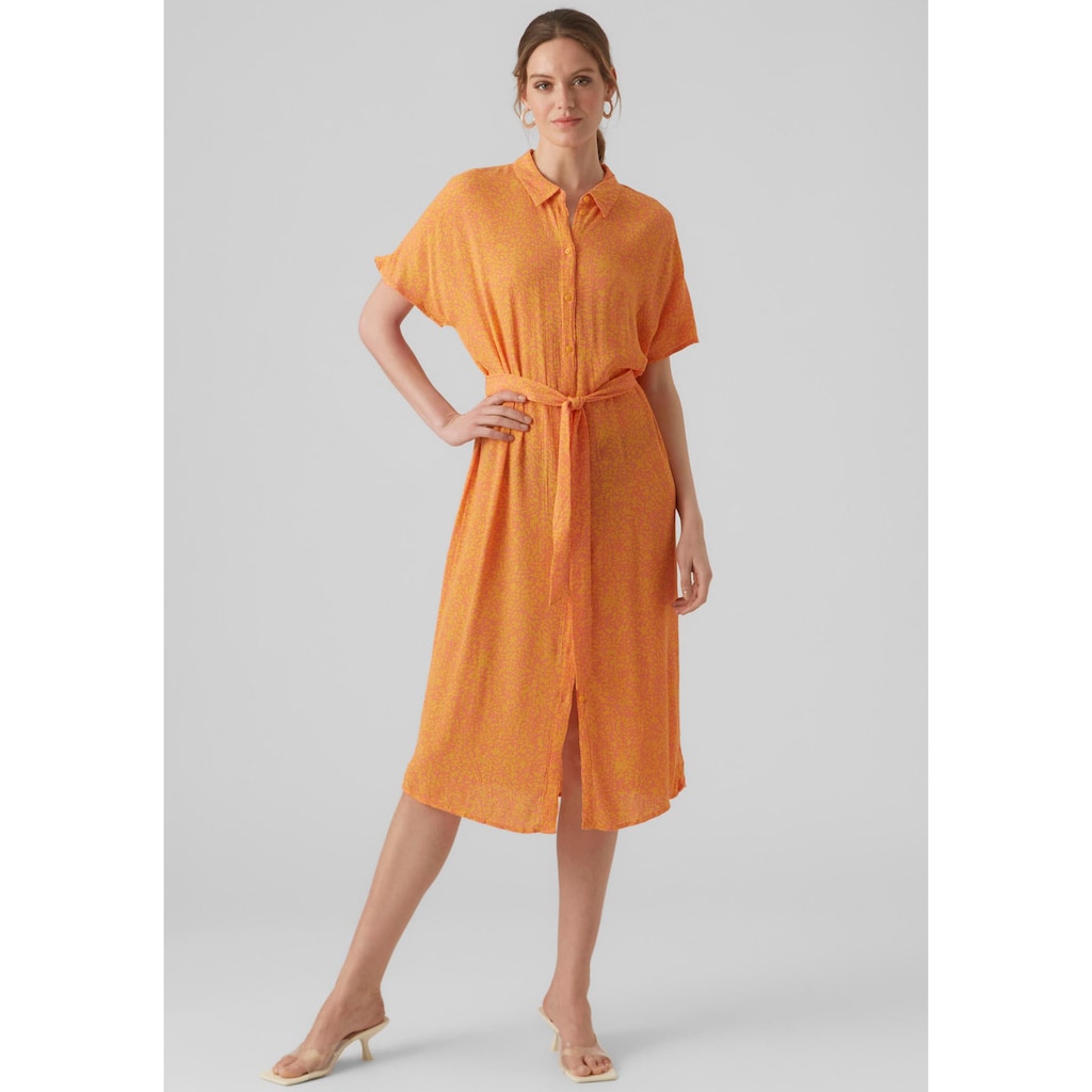 Vero Moda Hemdblusenkleid »VMMENNY SS CALF SHIRT DRESS WVN GA«