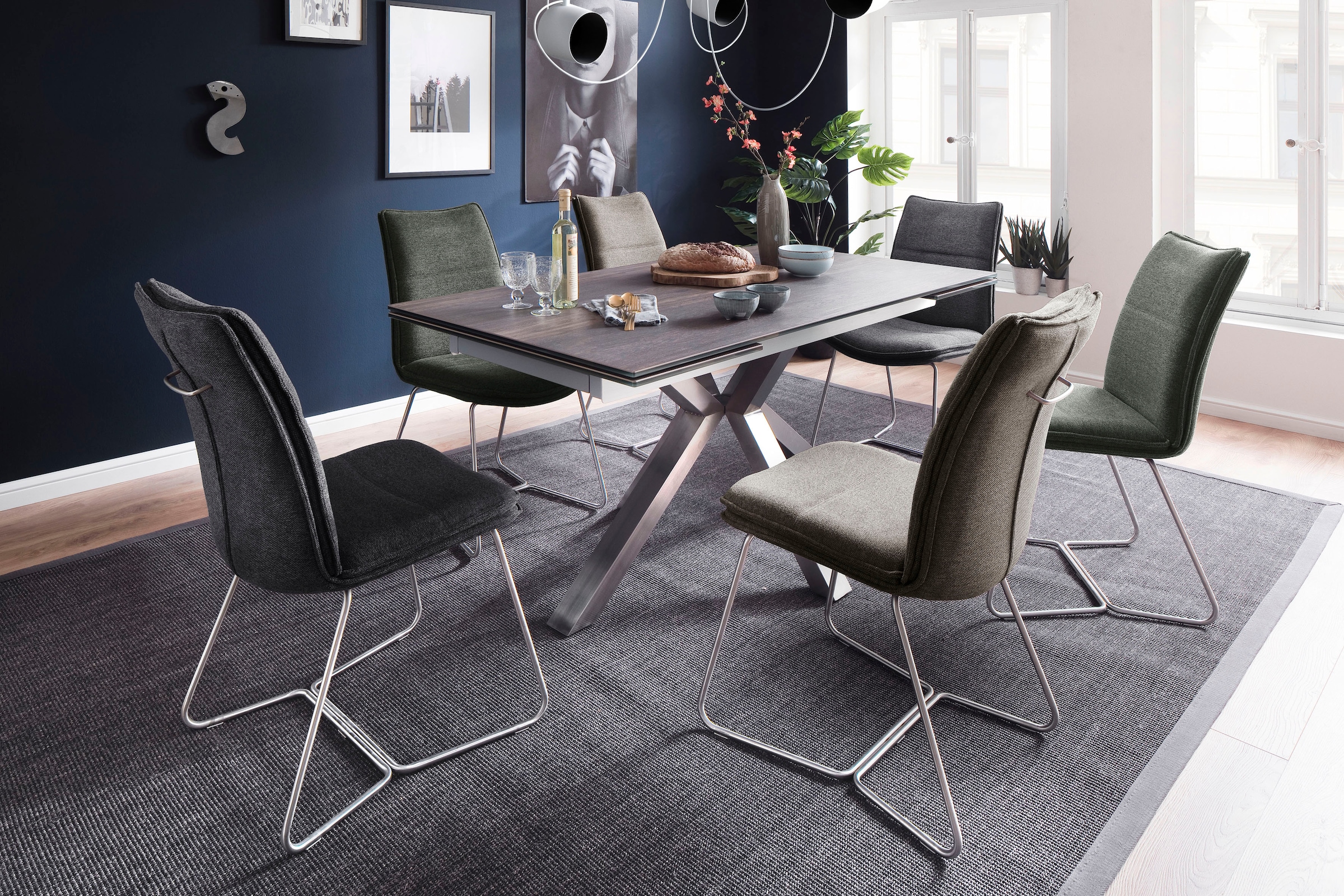 MCA furniture Esstisch »Nagano«, Esstisch Glas-Keramik mit Stirnauszug