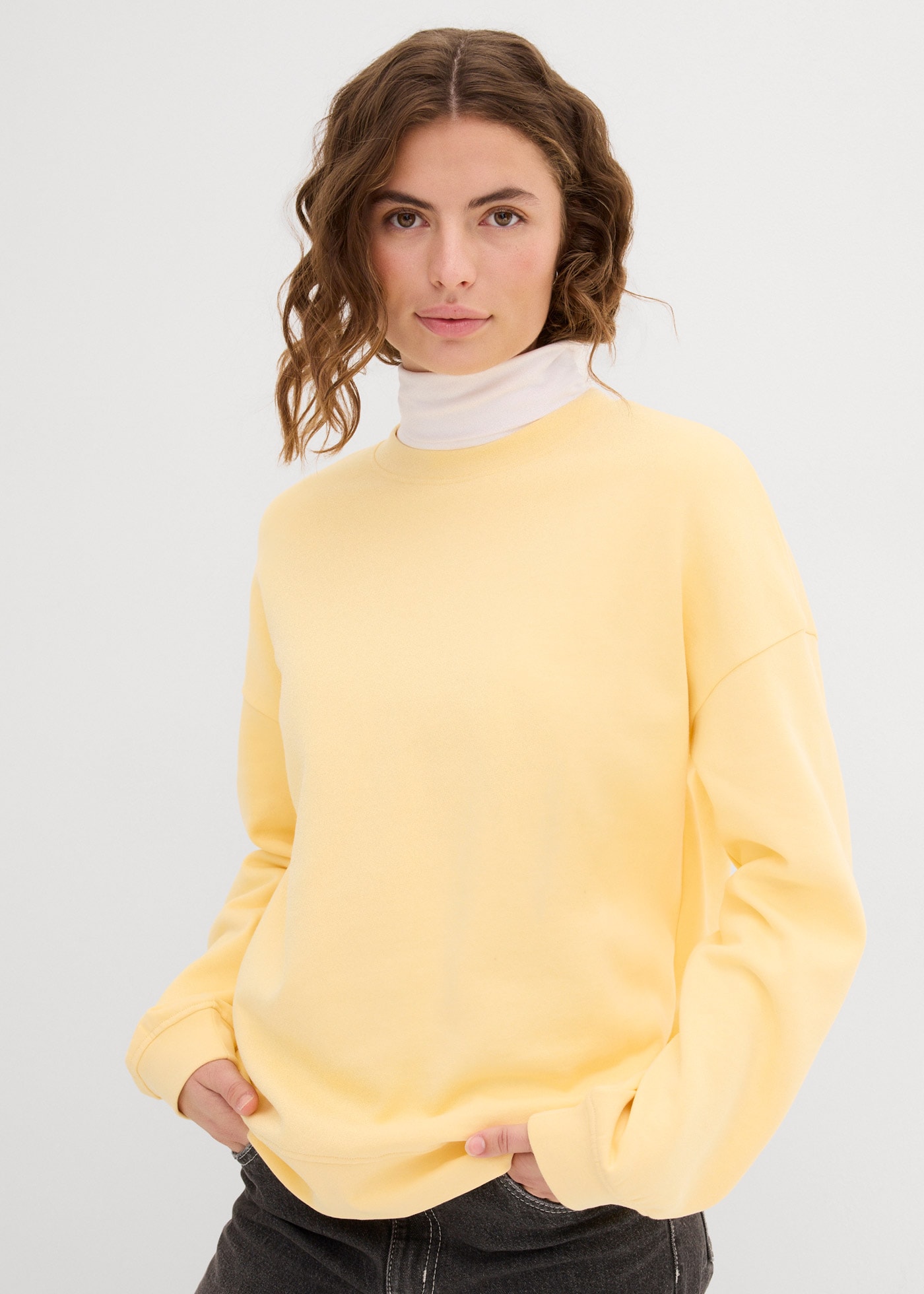 bonprix Sweatshirt , Oversize-Passform, aus reiner Baumwolle, elastische Bündchen
