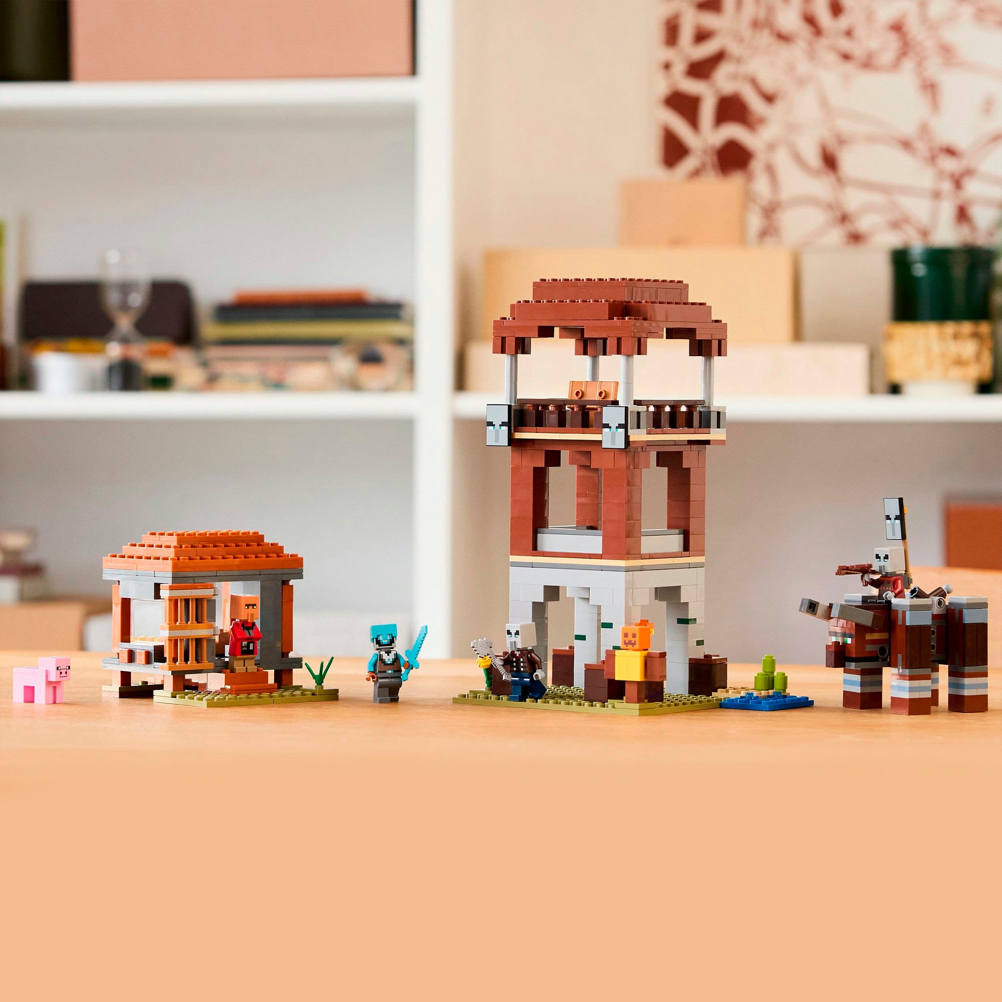 LEGO® Konstruktionsspielsteine »Ein Verwüster am Plünderer-Außenposten (21278), LEGO Minecraft«, (665 St.), Made in Europe