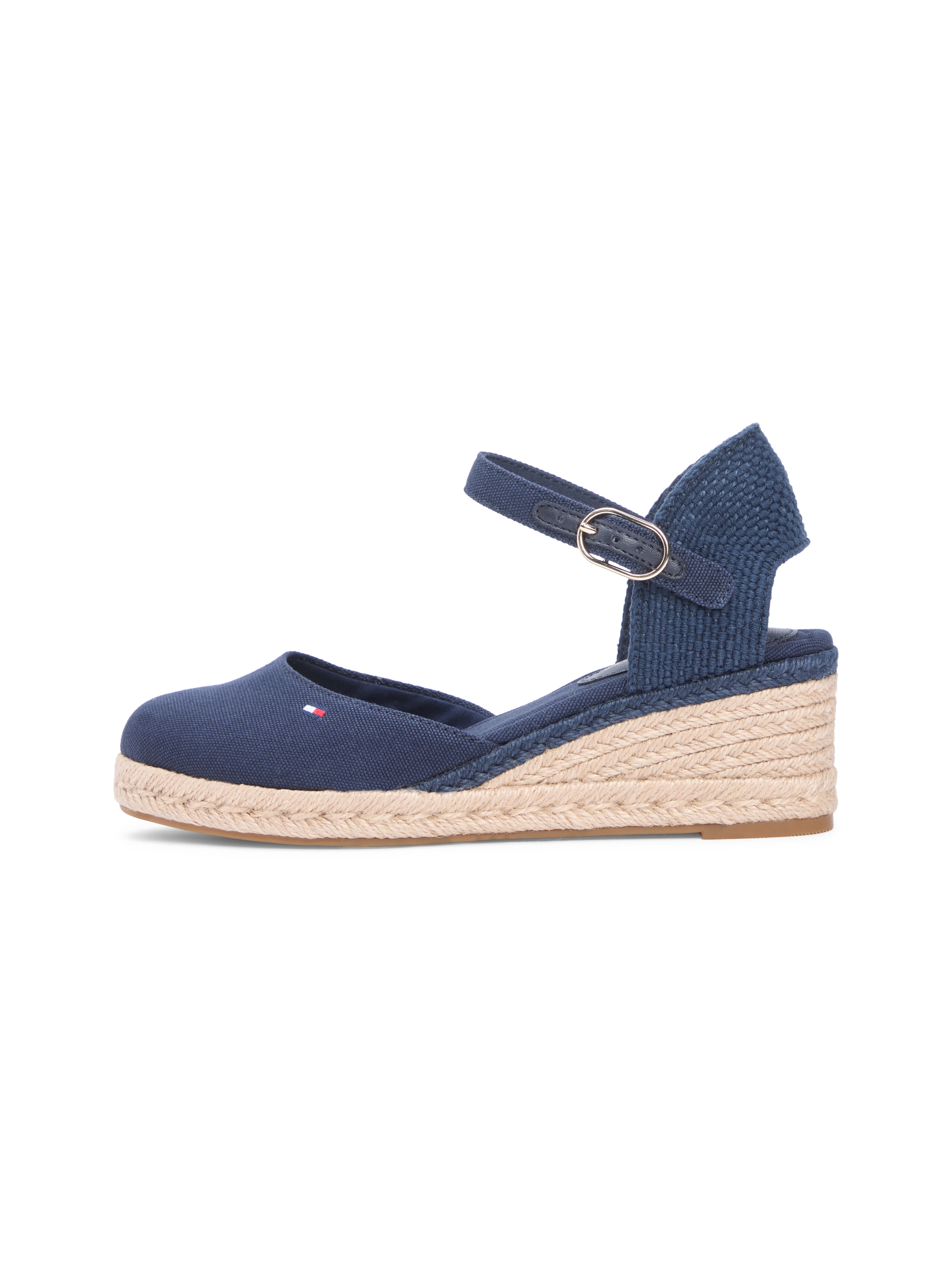 Tommy Hilfiger Keilsandalette »MID WEDGE ESPAD CLOSED TOE«  Plateau, Sommerschuh mit verstellbarer Schnalle, schmale Form
