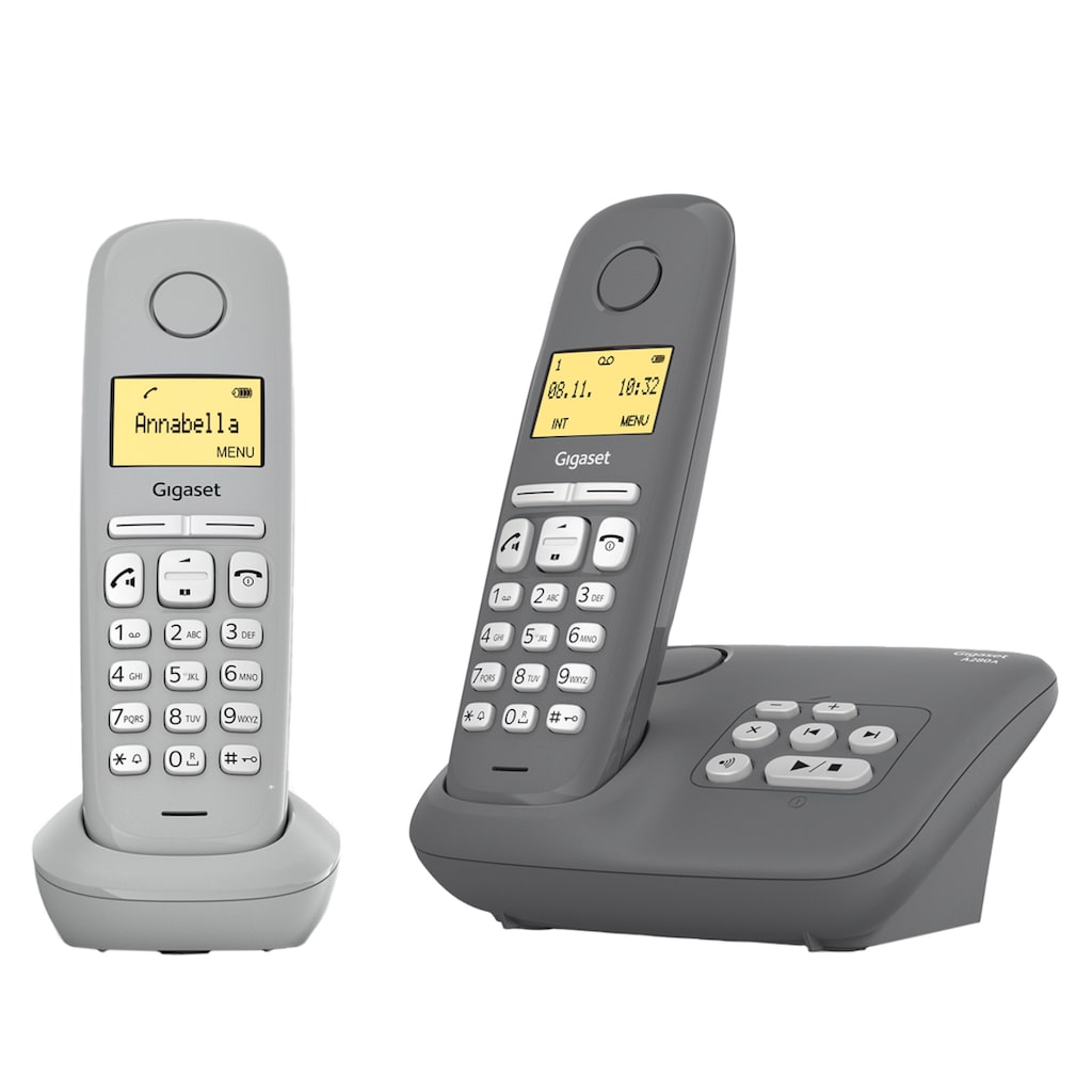 Gigaset Schnurloses DECT-Telefon »A280A Duo«, (Mobilteile: 2), mit Anrufbeantworter, zusätzliches Mobilteil, hörgerätekompatibel